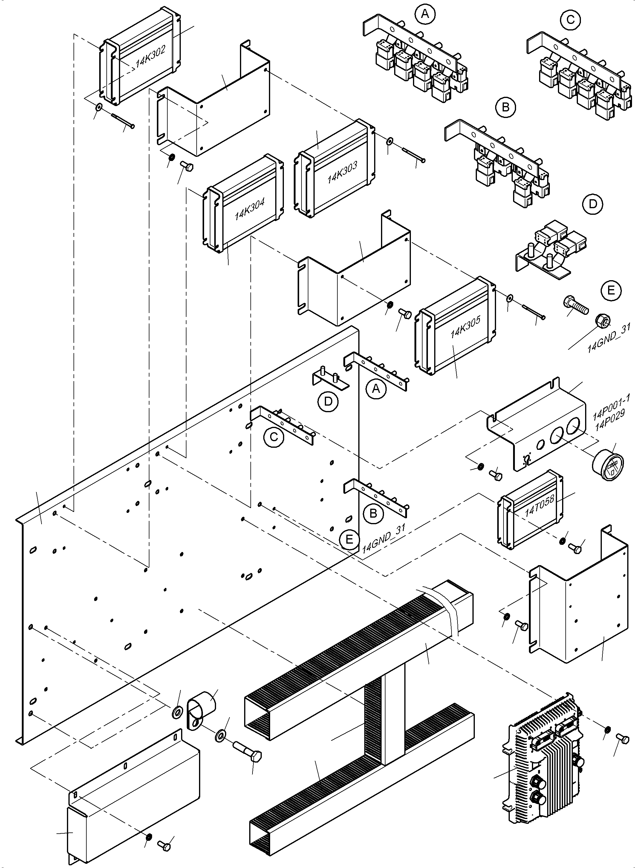 Komatsu parts book diagram for PC4000-11 S/N 08302: CONTROLLER-CAB SUPPORT-LOCATION 14