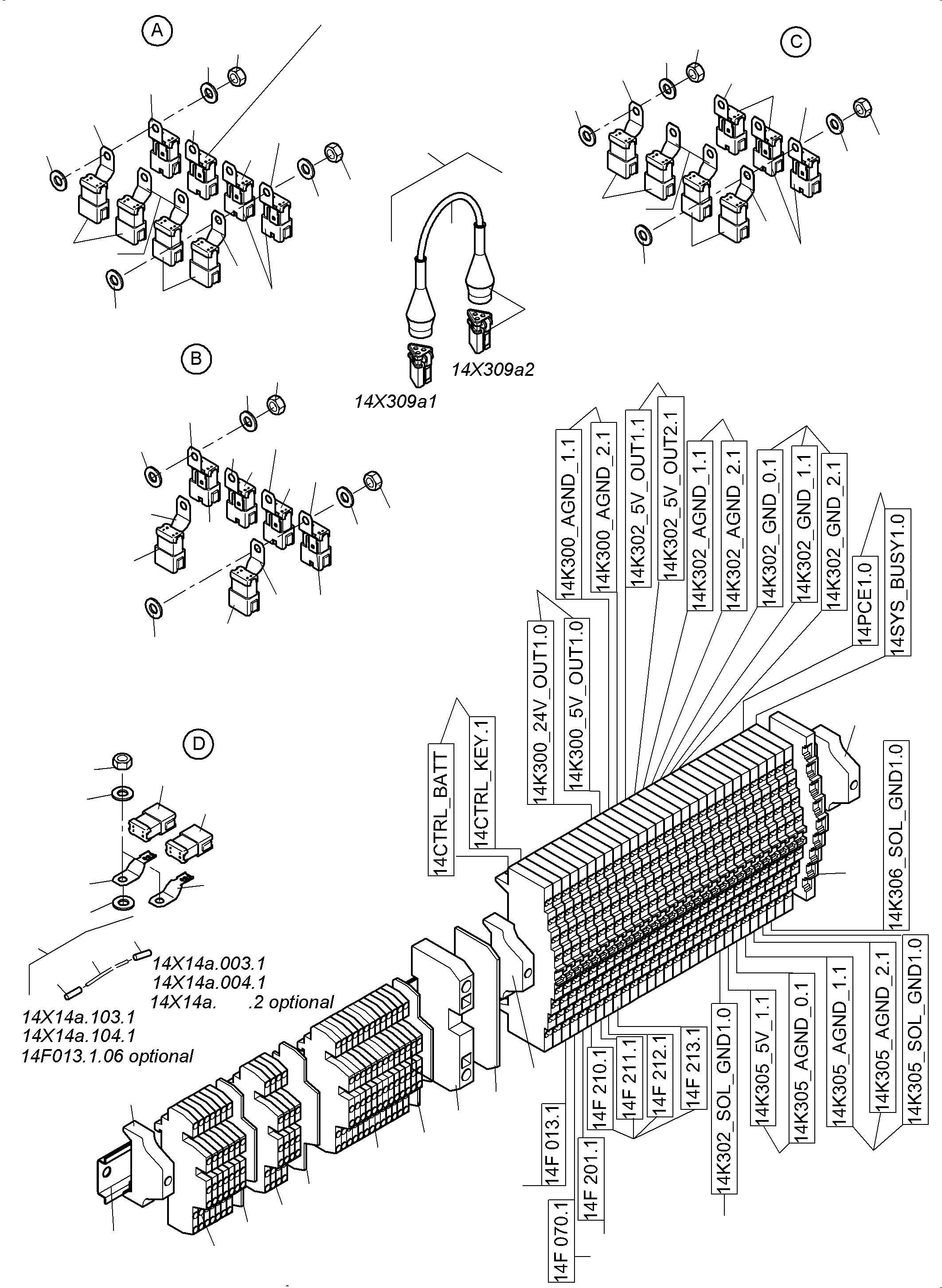 Komatsu parts book diagram for PC4000-11 S/N 08302: CONTROLLER-CAB SUPPORT-LOCATION 14
