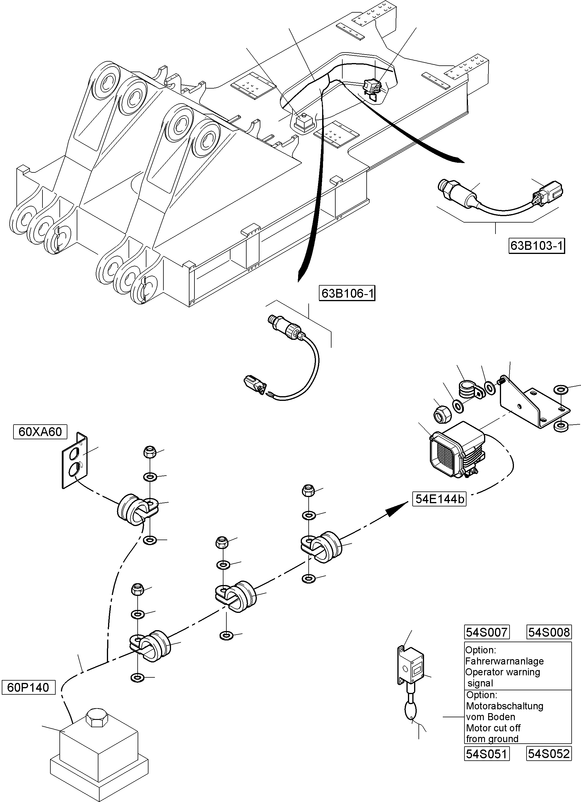 Komatsu parts book diagram for PC4000-11 S/N 08302: ELECT. PARTS - MOVEM. SIGNAL / MOTOR SWITCH-OFF / WARNING SYSTEM ASSY.