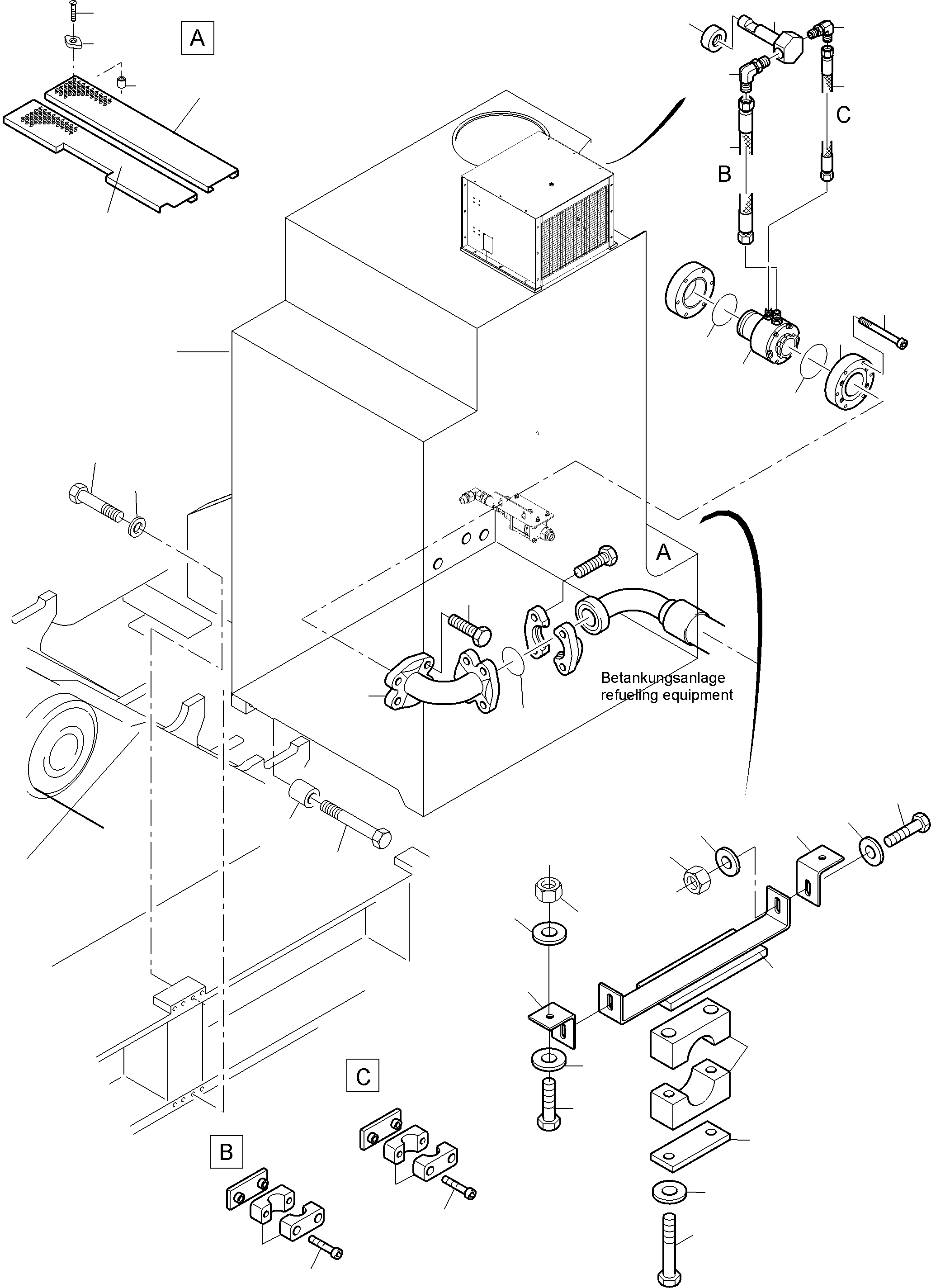 Komatsu parts book diagram for PC4000-11 S/N 08302: FUEL TANK
