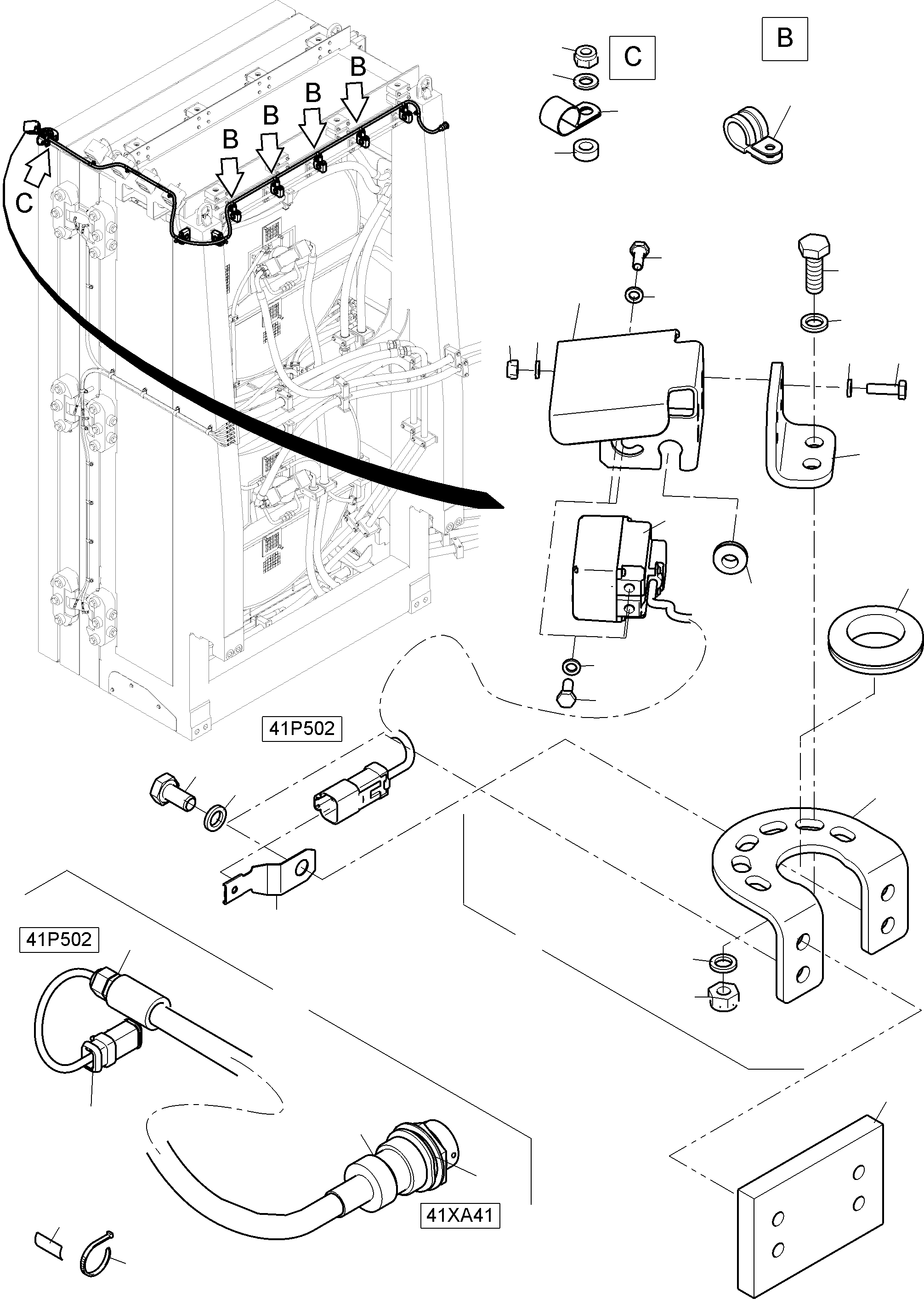 Komatsu parts book diagram for PC4000-11 S/N 08302: KOMVISION CAMERASYSTEM OIL TANK, OIL COOLER