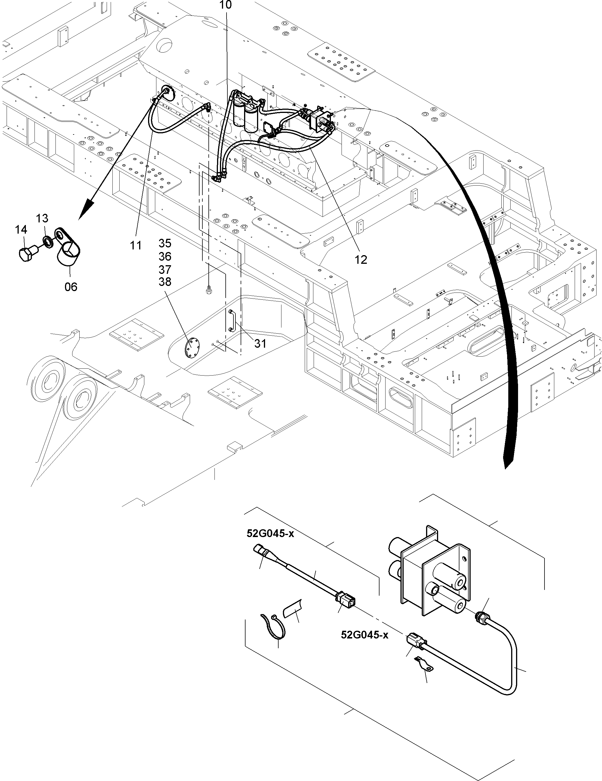 Komatsu parts book diagram for PC4000-11 S/N 08302: LINES FOR FEED PUMP - ENGINE OIL