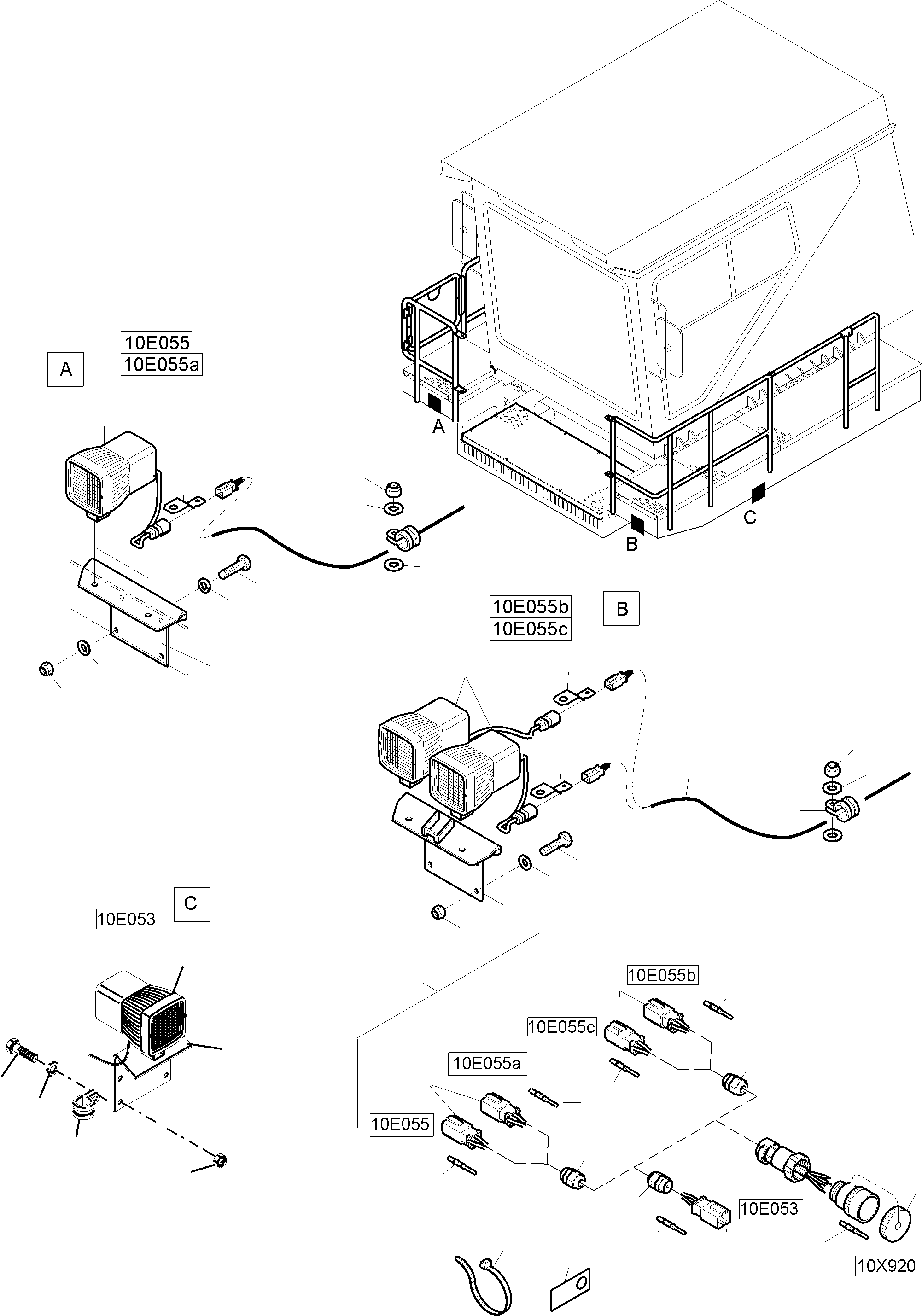 Komatsu parts book diagram for PC4000-11 S/N 08302: LIGHTING EQUIPMENT STAGE