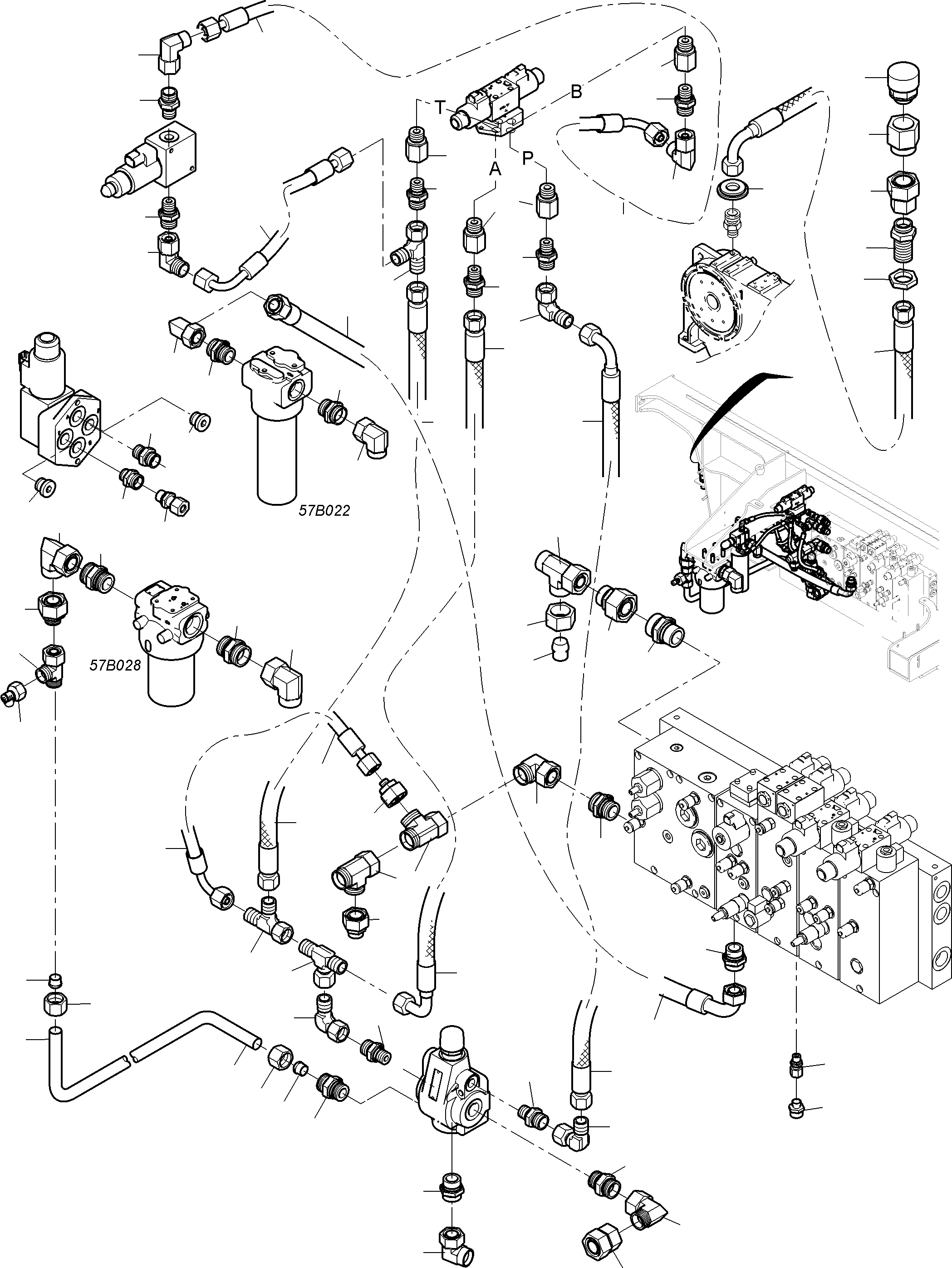 Komatsu parts book diagram for PC4000-11 S/N 08302: CONTROL- AND FILTER PLATE PIPING
