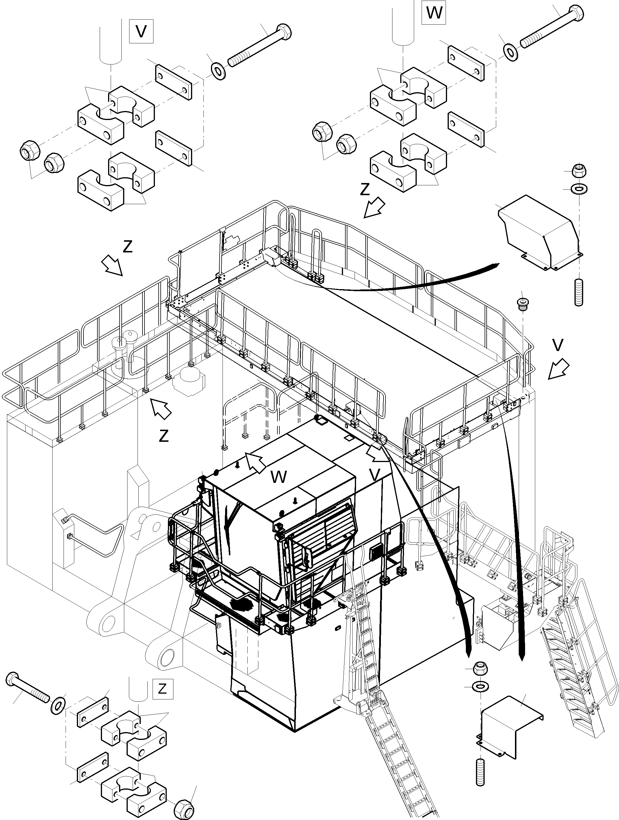 Komatsu parts book diagram for PC4000-11 S/N 08302: RAILS AND PLATFORMS