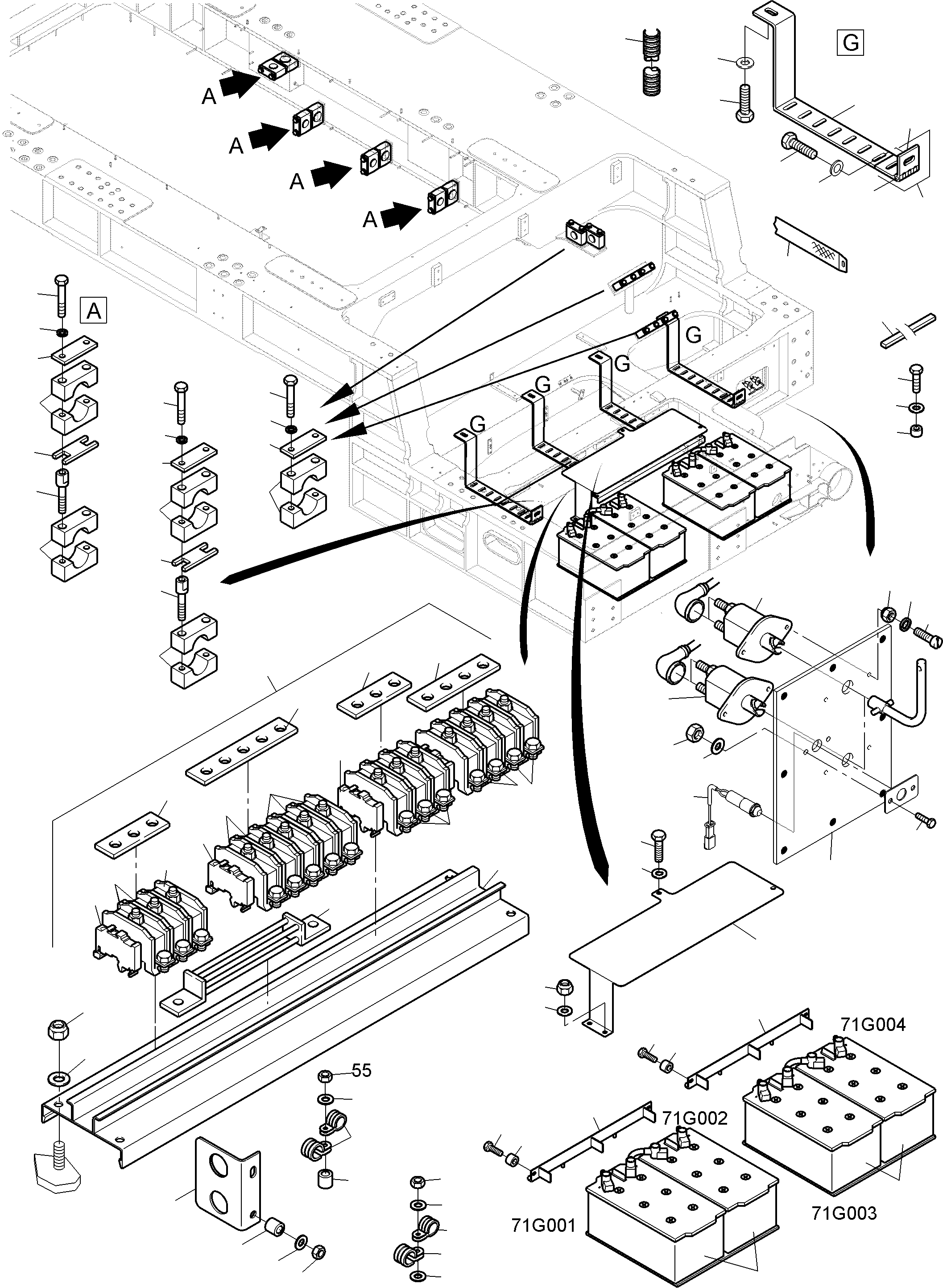 Komatsu parts book diagram for PC4000-11 S/N 08302: BATTERIES WITH CABLES