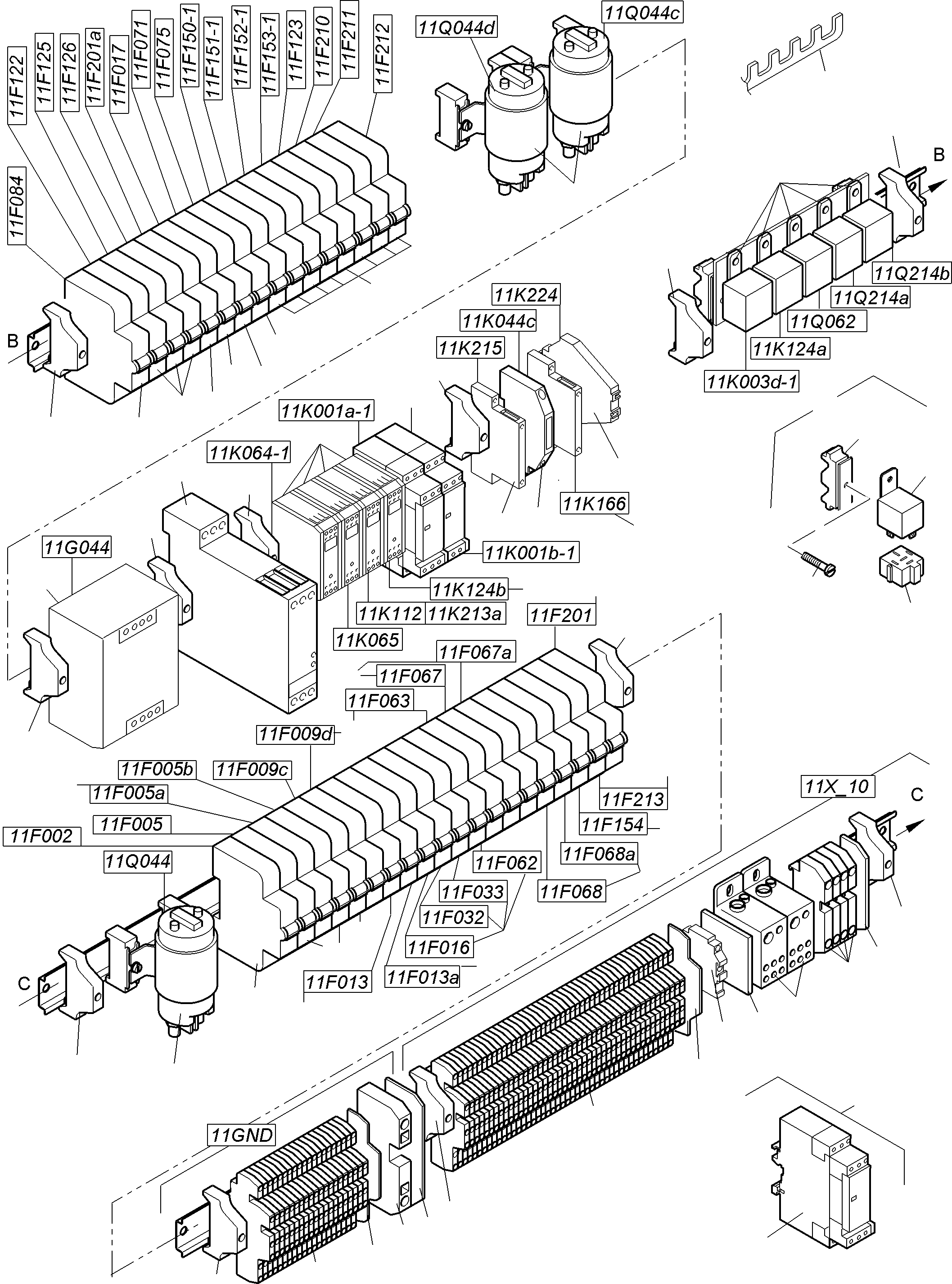 Komatsu parts book diagram for PC4000-11 S/N 08302: SWITCH FRAMING-CAB SUPPORT-LOCATION 11
