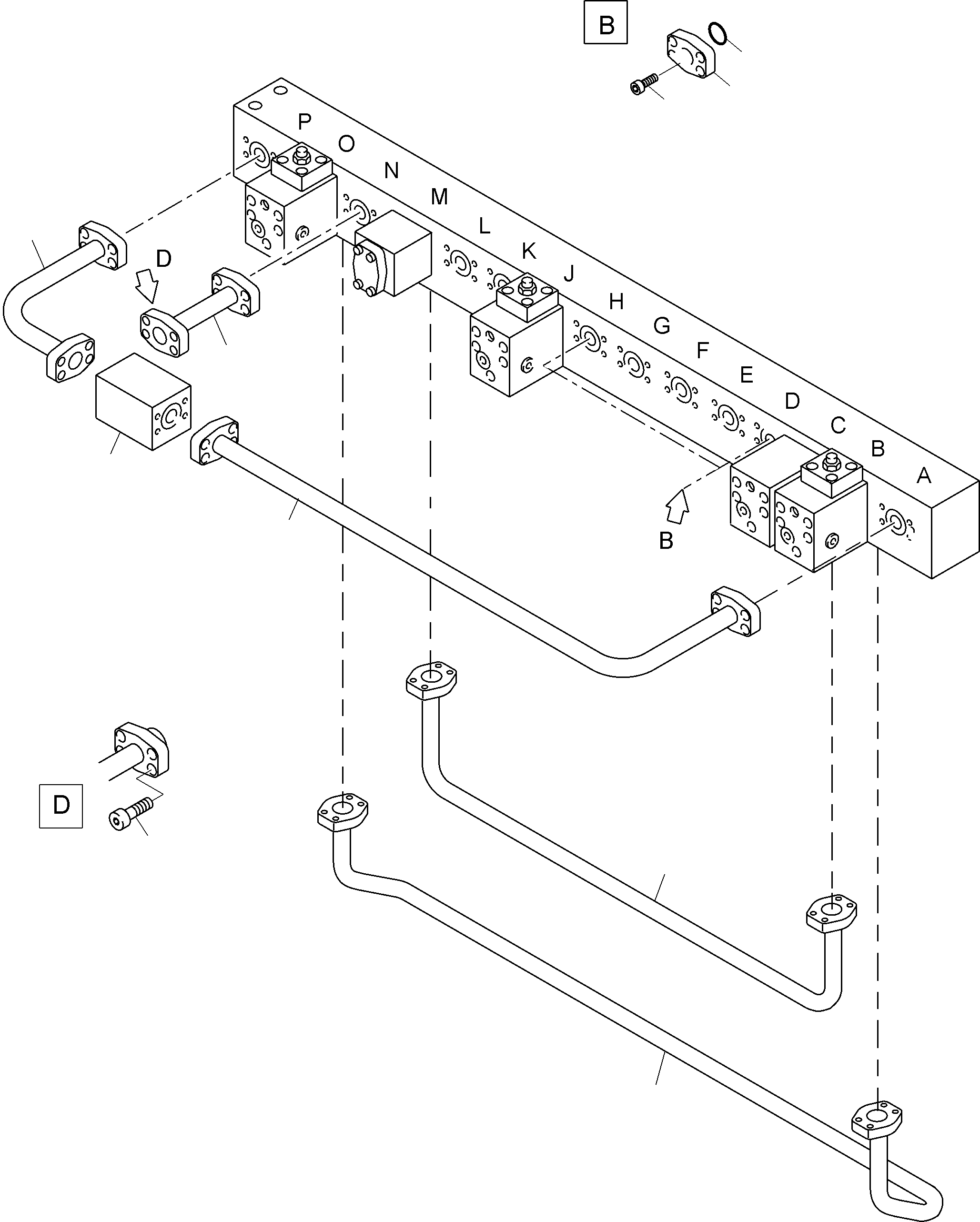 Komatsu parts book diagram for PC4000-11 S/N 08302: MANIFOLD, VALVE AND PIPELINES BH
