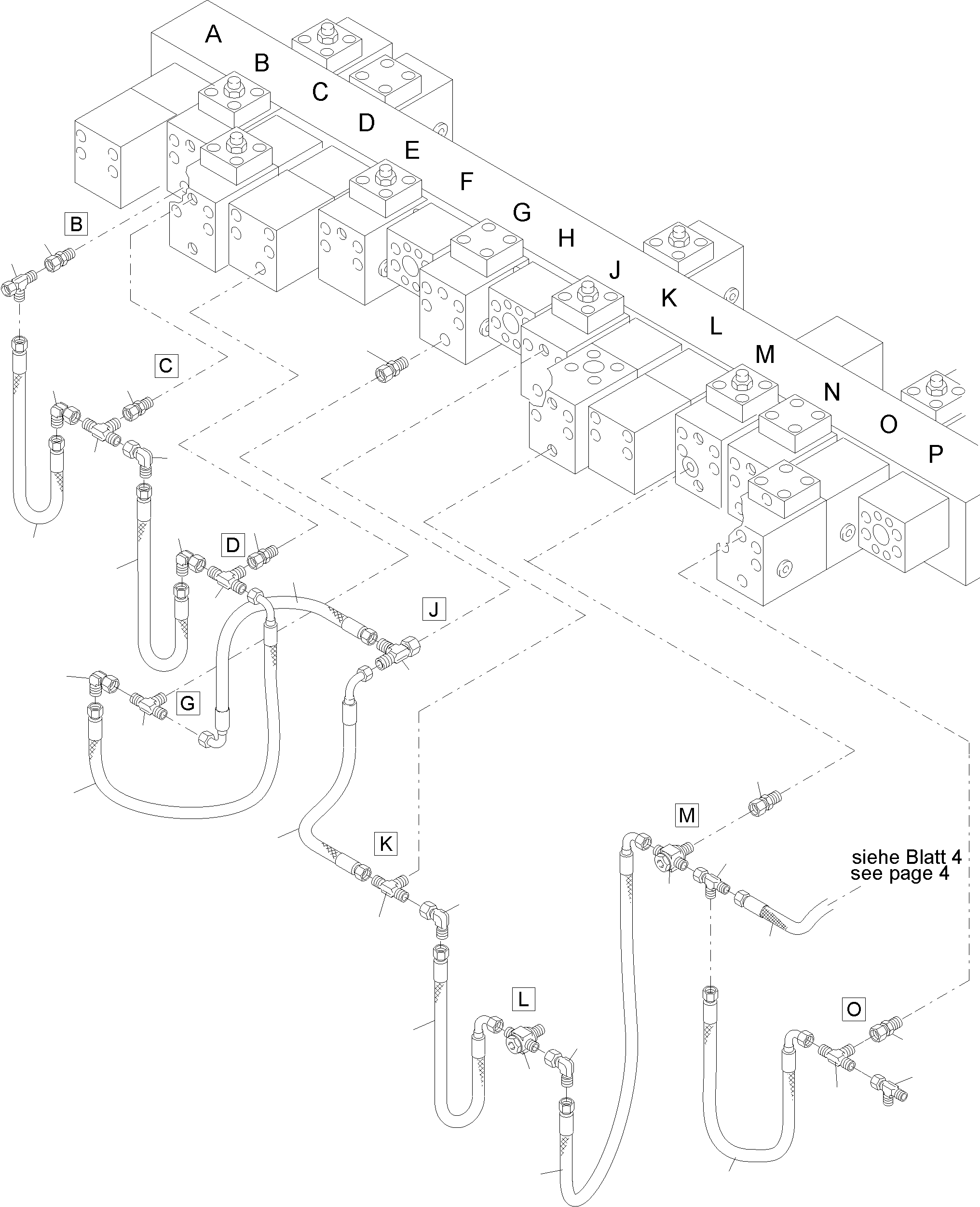 Komatsu parts book diagram for PC4000-11 S/N 08302: MANIFOLD, VALVE AND PIPELINES BH