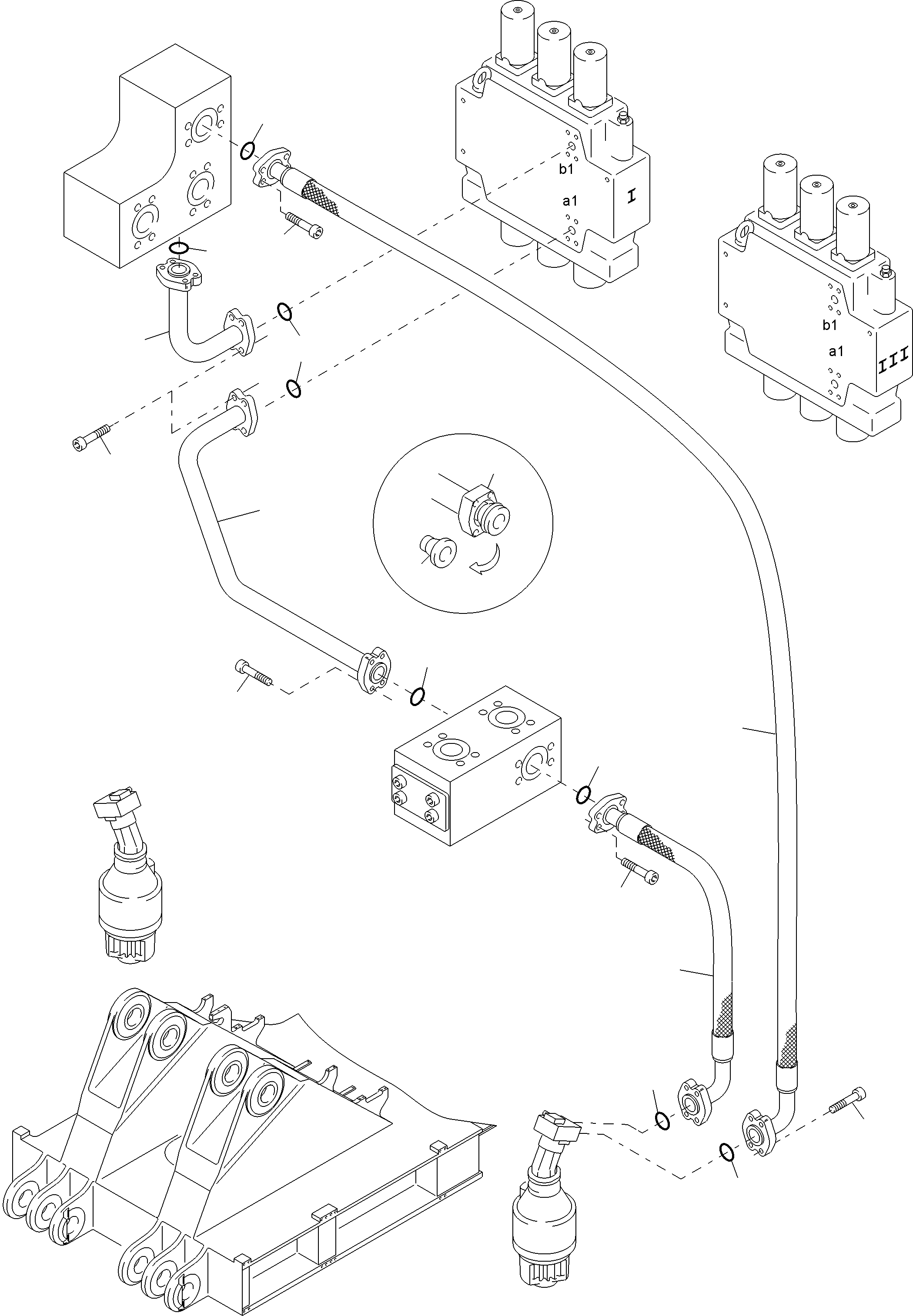 Komatsu parts book diagram for PC4000-11 S/N 08302: PRESSURE LINES - SLEW GEAR