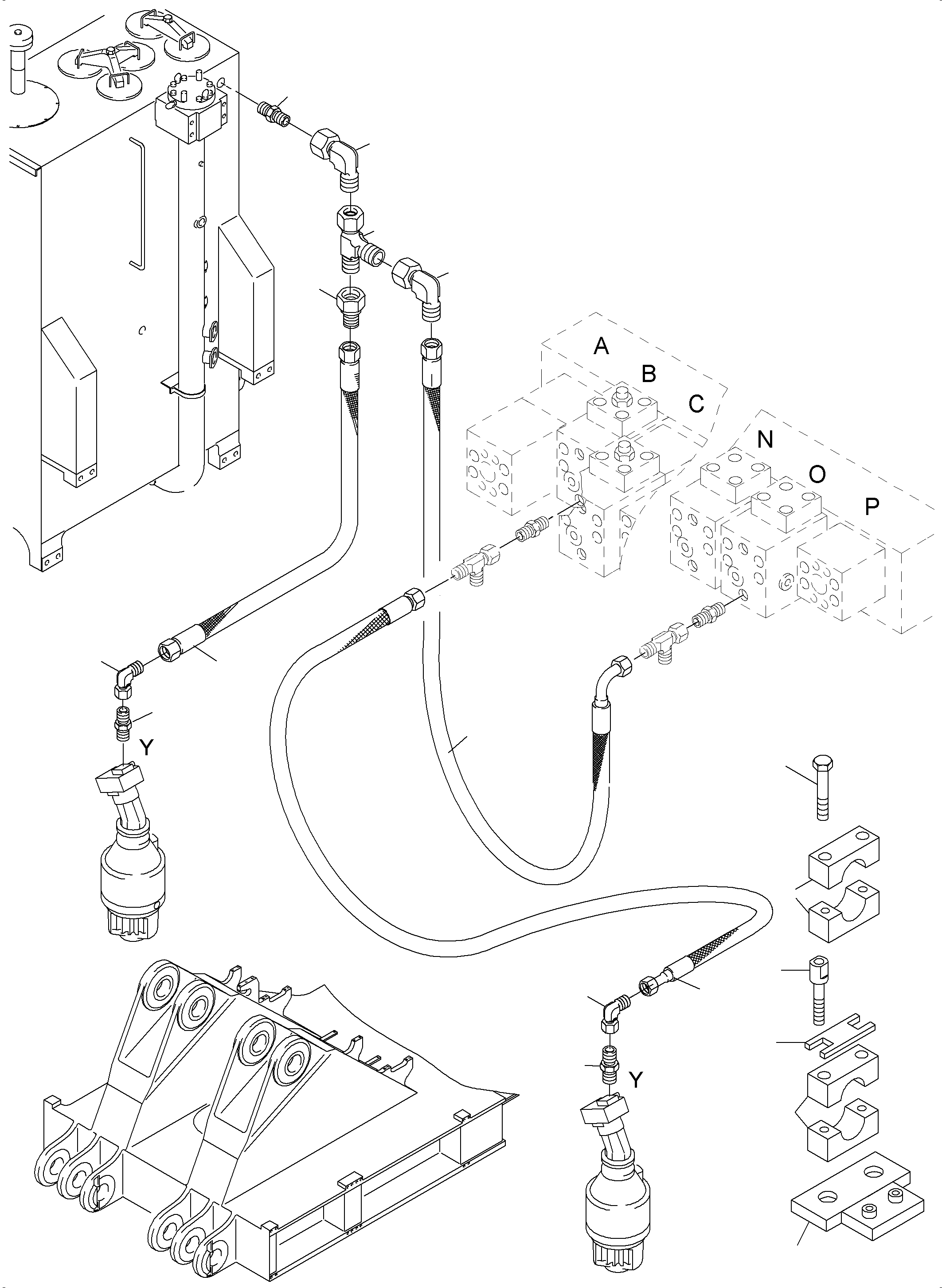 Komatsu parts book diagram for PC4000-11 S/N 08302: LINES SLEW GEAR