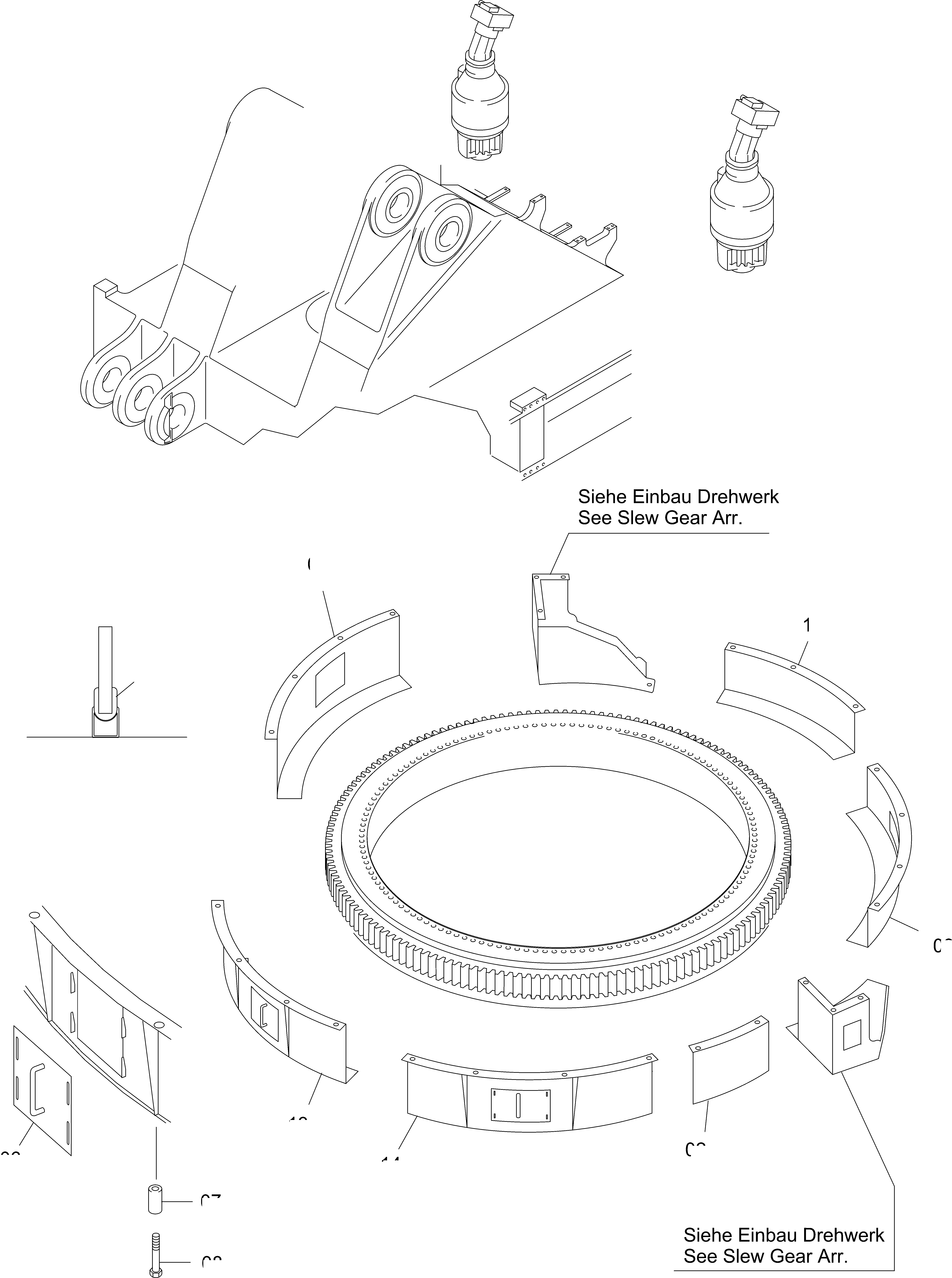Komatsu parts book diagram for PC4000-11 S/N 08312: SLEW RING PROTECTION