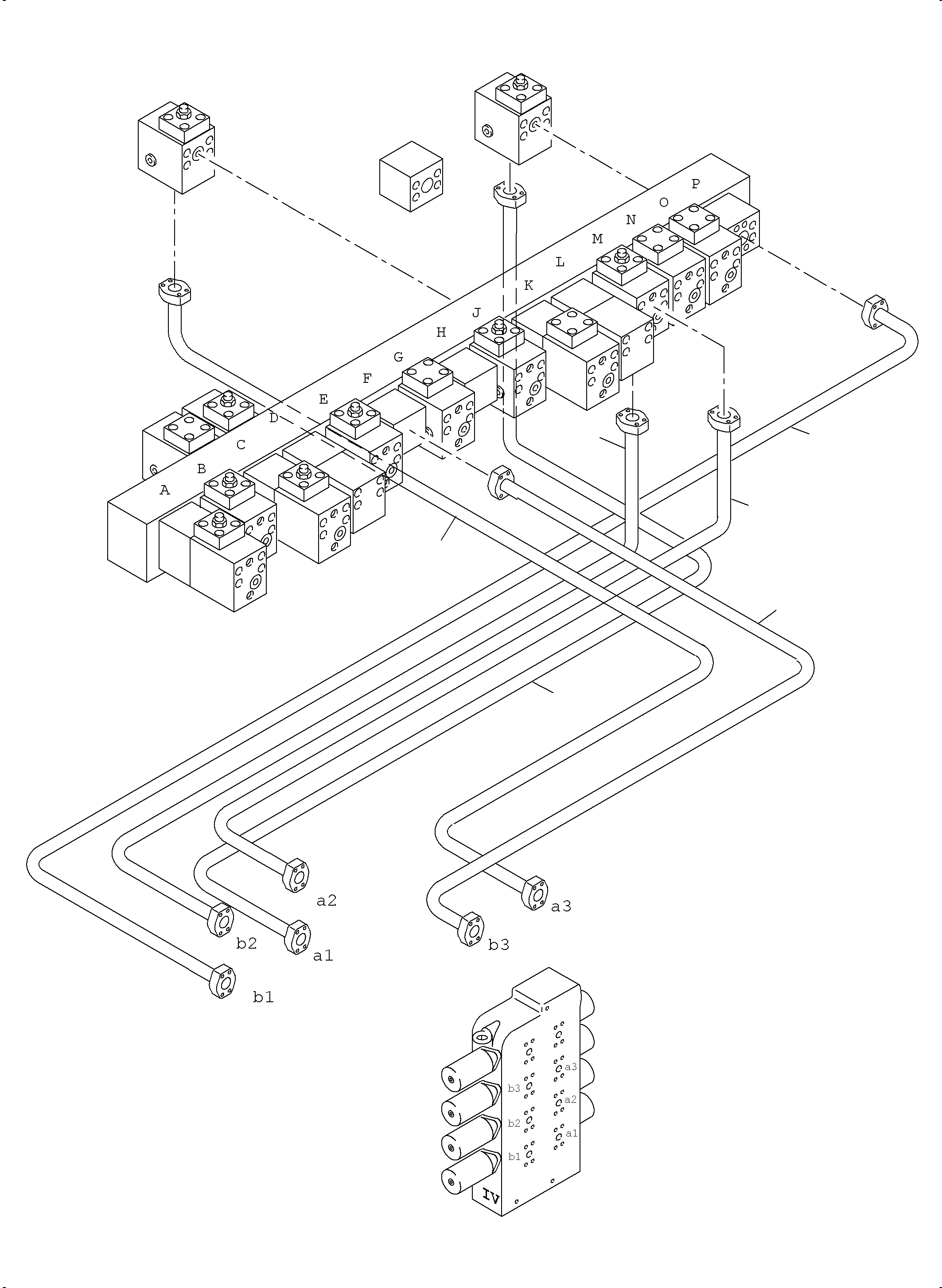 Komatsu parts book diagram for PC4000-11 S/N 08312: PRESSURE LINES CONTROL BLOCKS MAINFOLD