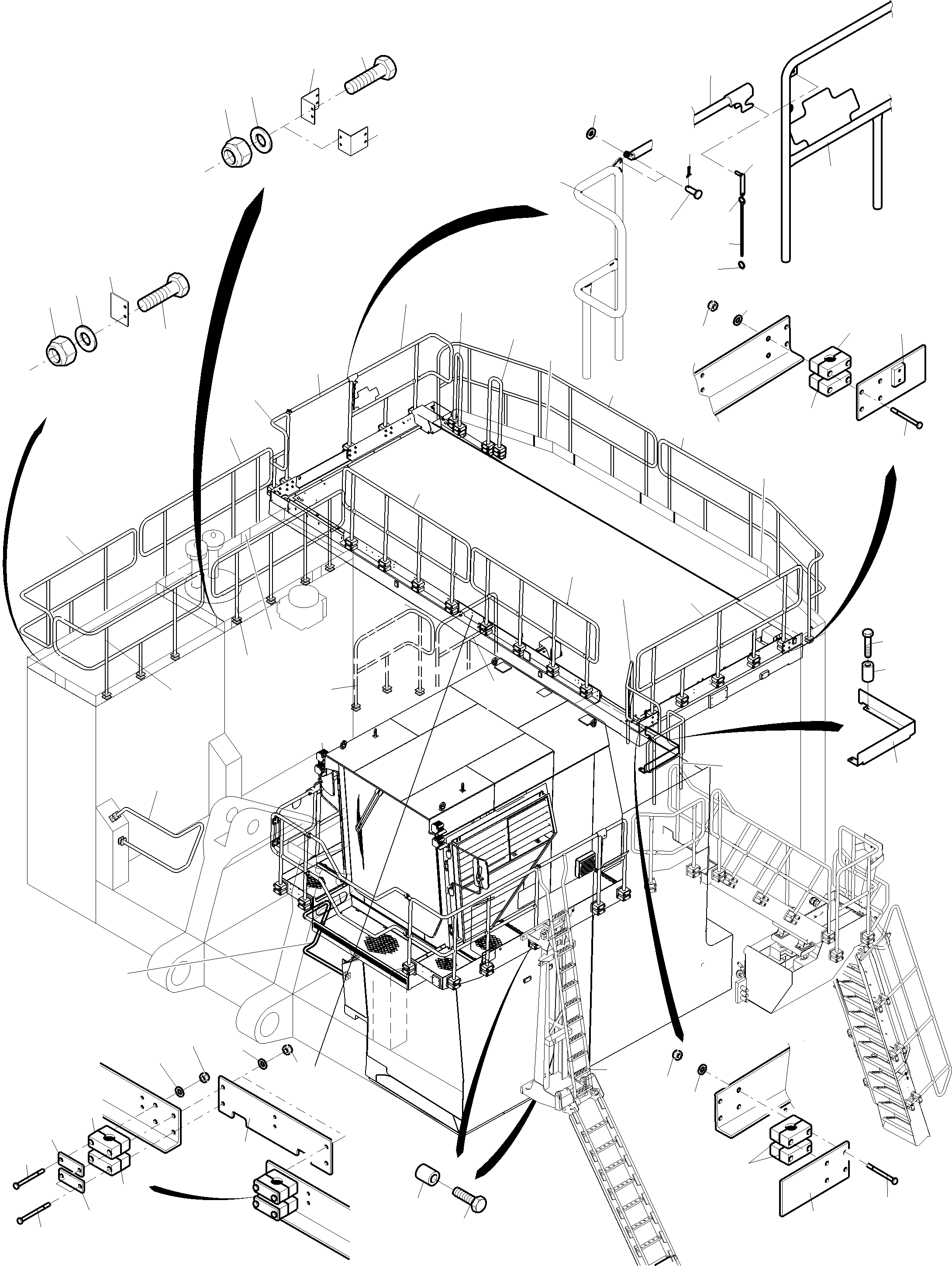 Komatsu parts book diagram for PC4000-11 S/N 08312: RAILS AND PLATFORMS