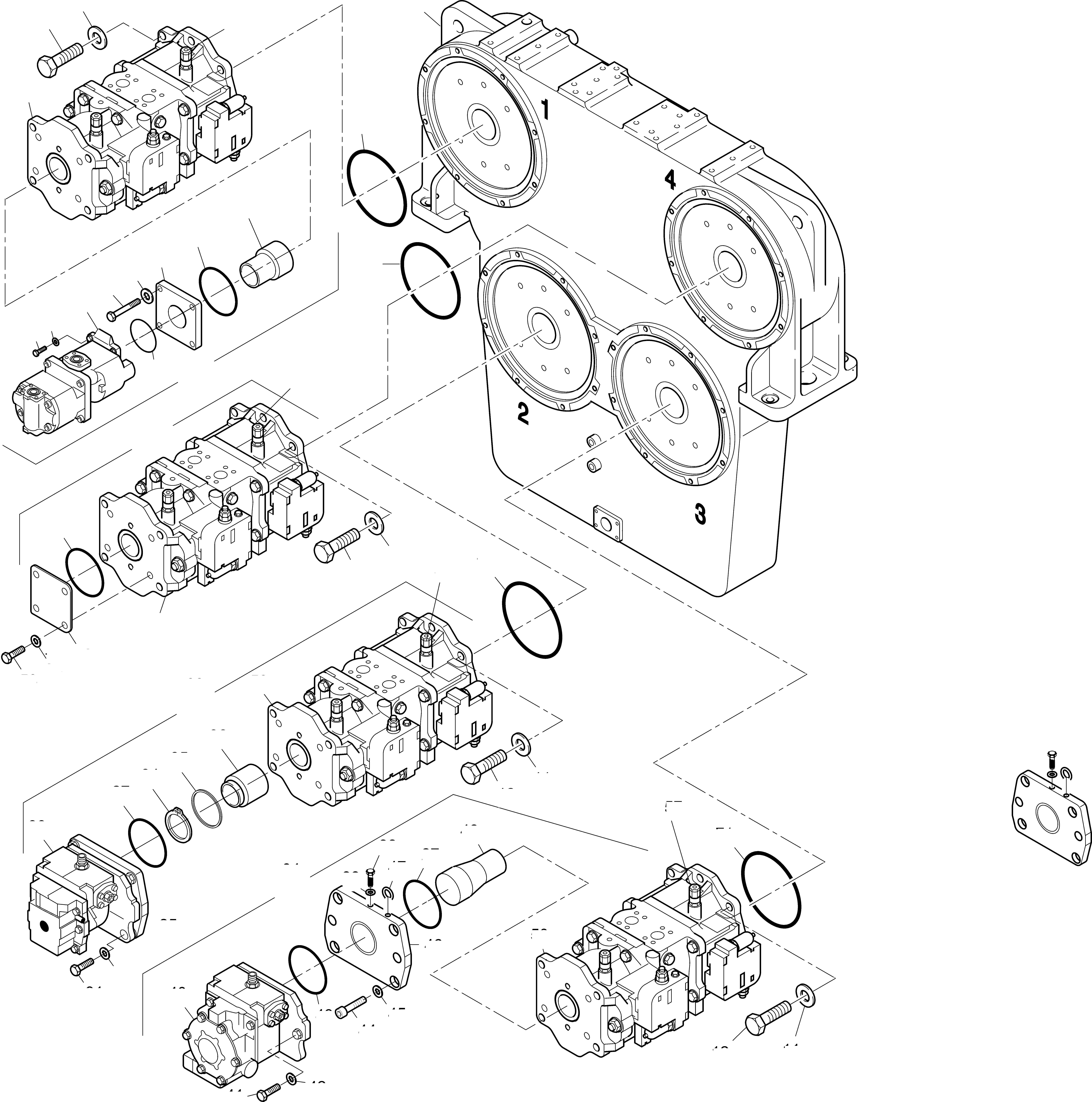Komatsu parts book diagram for PC4000-11 S/N 08312: PUMP MOUNTING