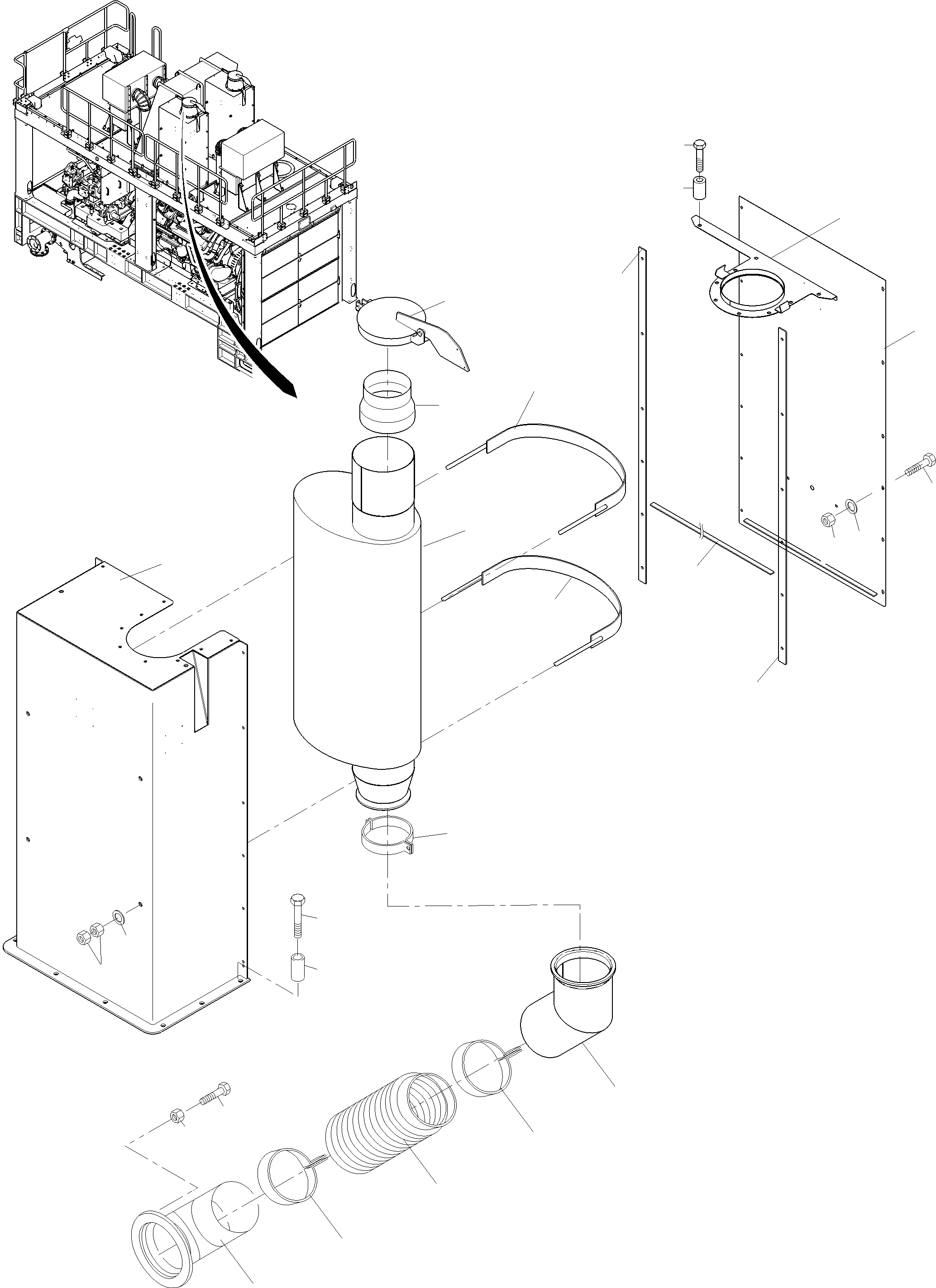 Komatsu parts book diagram for PC4000-11 S/N 08312: EXHAUST SYSTEM