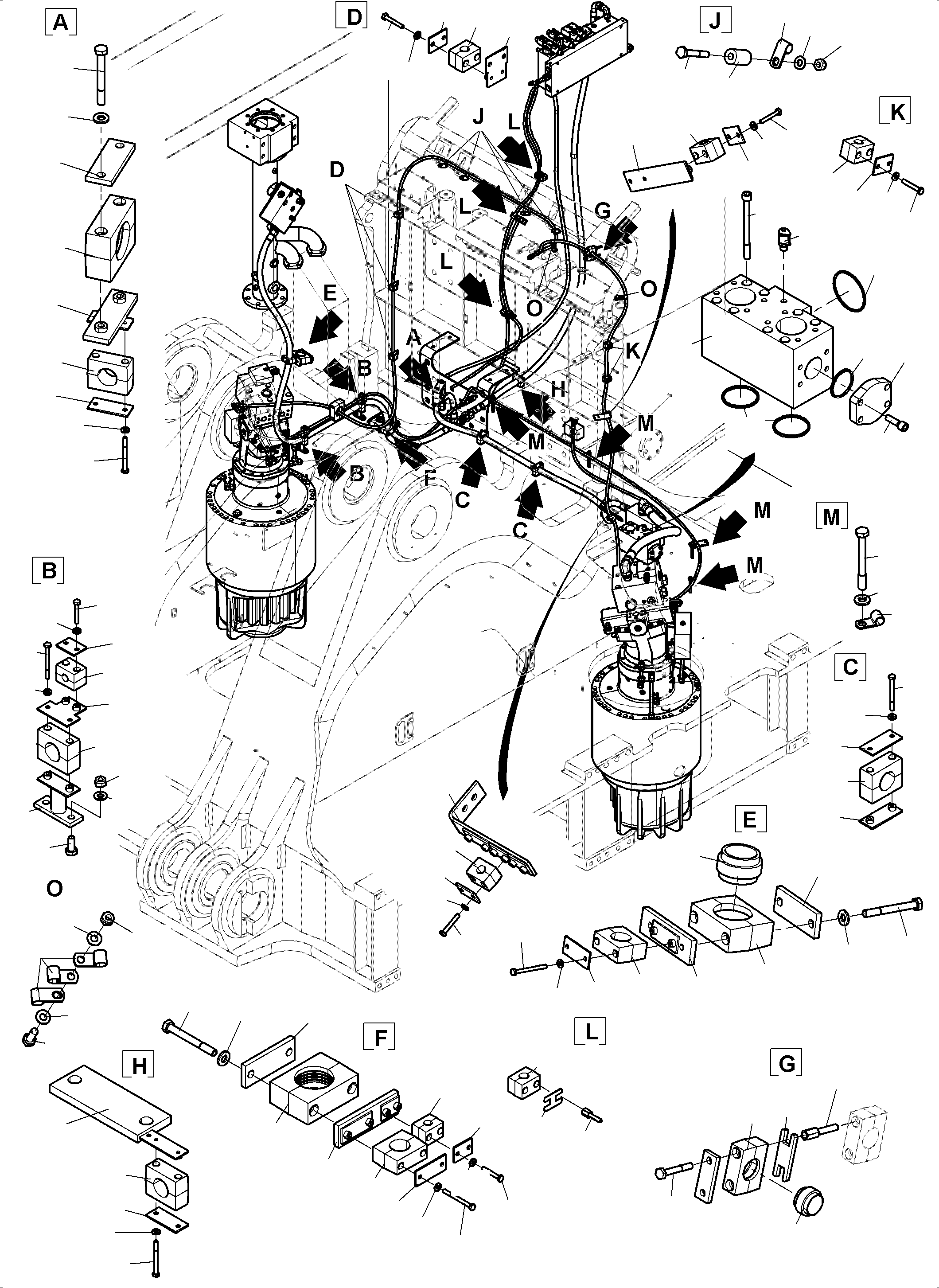 Komatsu parts book diagram for PC4000-11 S/N 08312: LINES SLEW GEAR