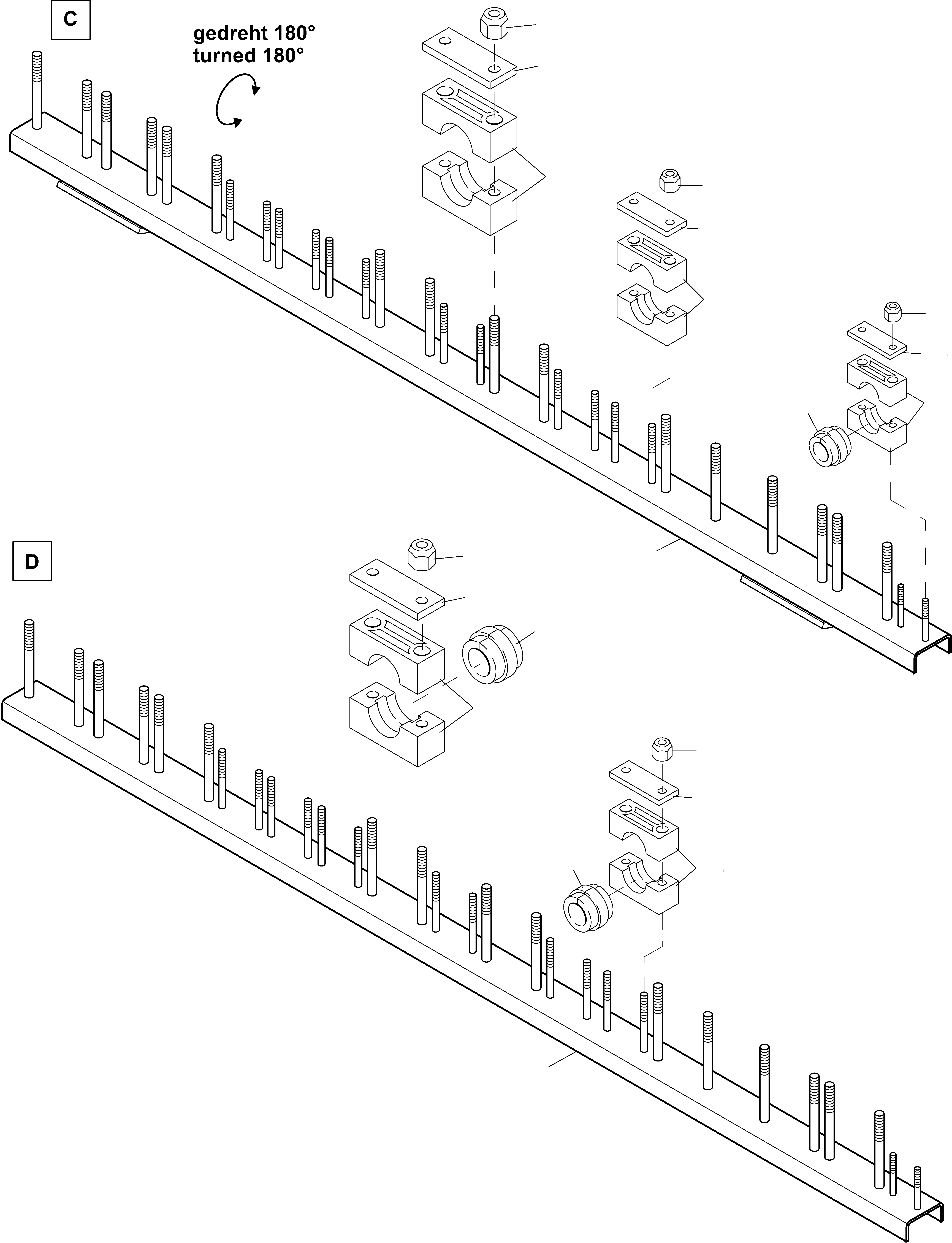 Komatsu parts book diagram for PC4000-11 S/N 08312: HOSES ASSY. - MANIFOLD- BOOM