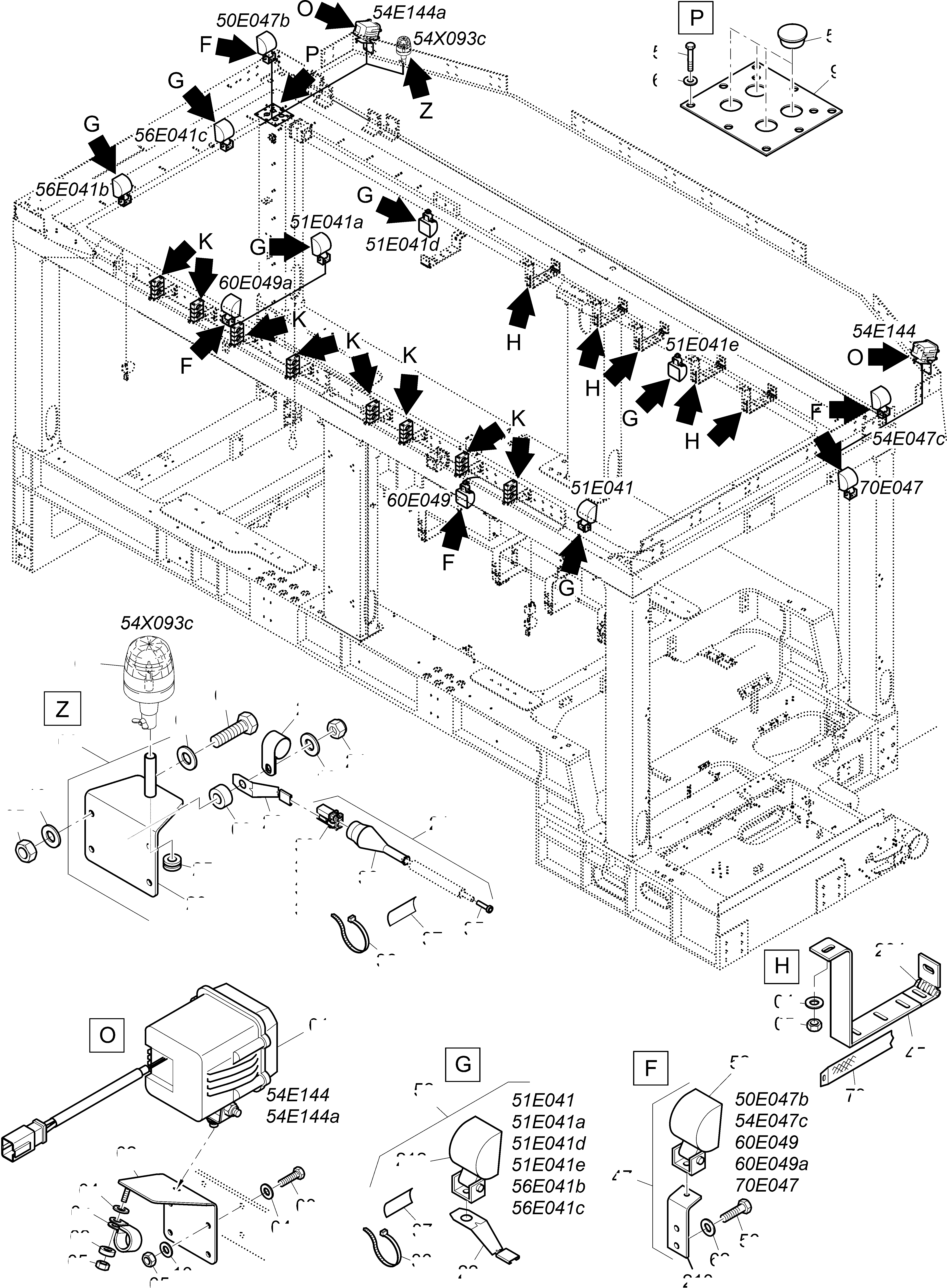 Komatsu parts book diagram for PC4000-11 S/N 08312: LIGHTING EQUIPMENT ENGINE HOUSE AND COUNTER WEIGHT