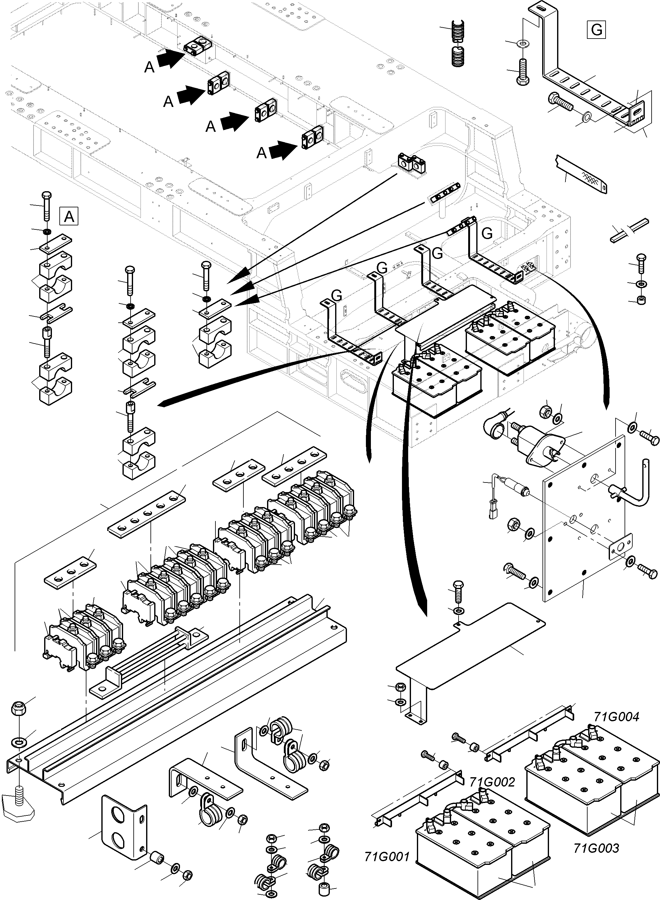 Komatsu parts book diagram for PC4000-11 S/N 08312: BATTERIES WITH CABLES
