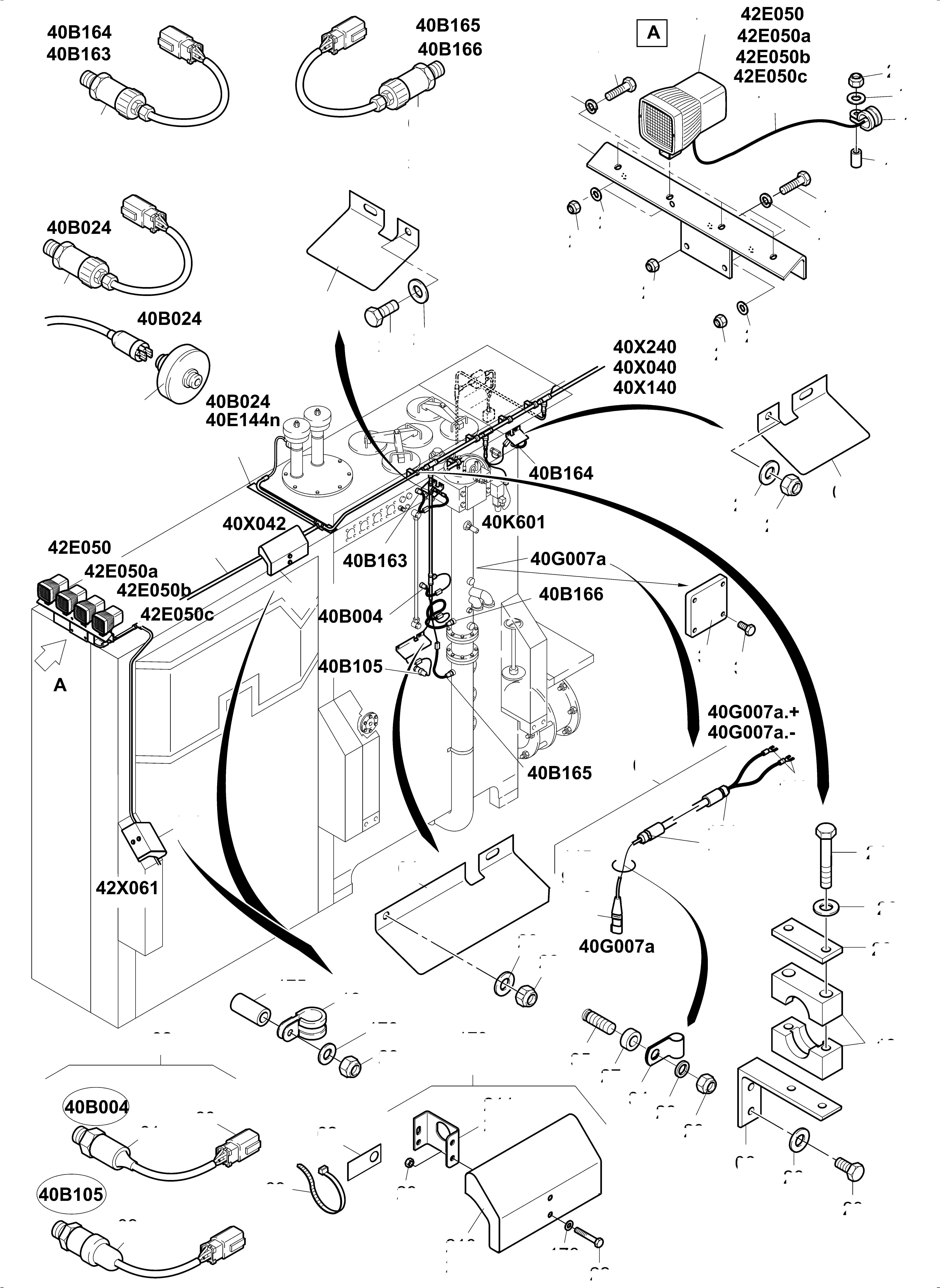 Komatsu parts book diagram for PC4000-11 S/N 08312: CABLES/LIGHTING - OIL TANK AND TRANSFUSING PUMP