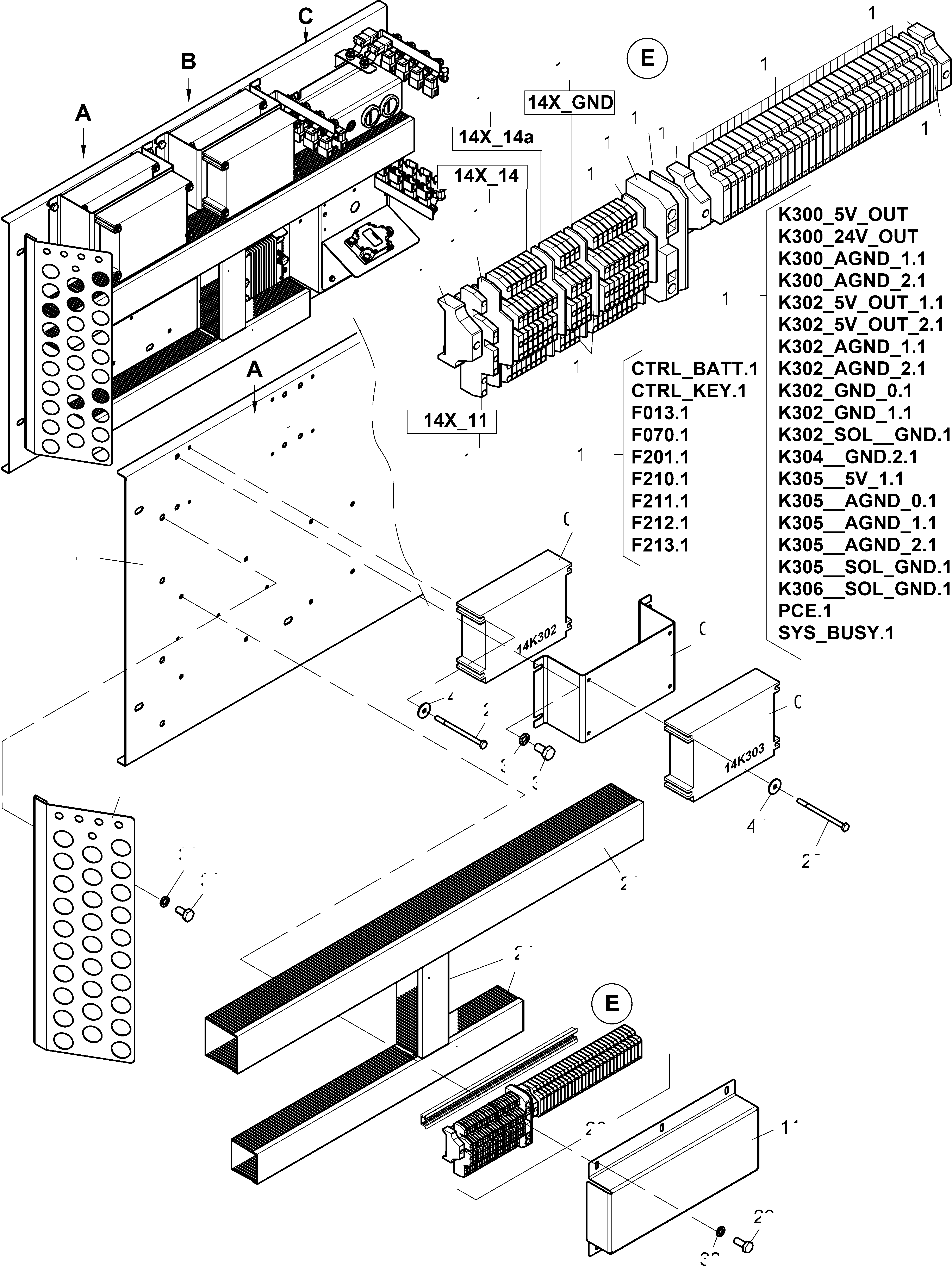 Komatsu parts book diagram for PC4000-11 S/N 08312: CONTROLLER-CAB SUPPORT-LOCATION 14