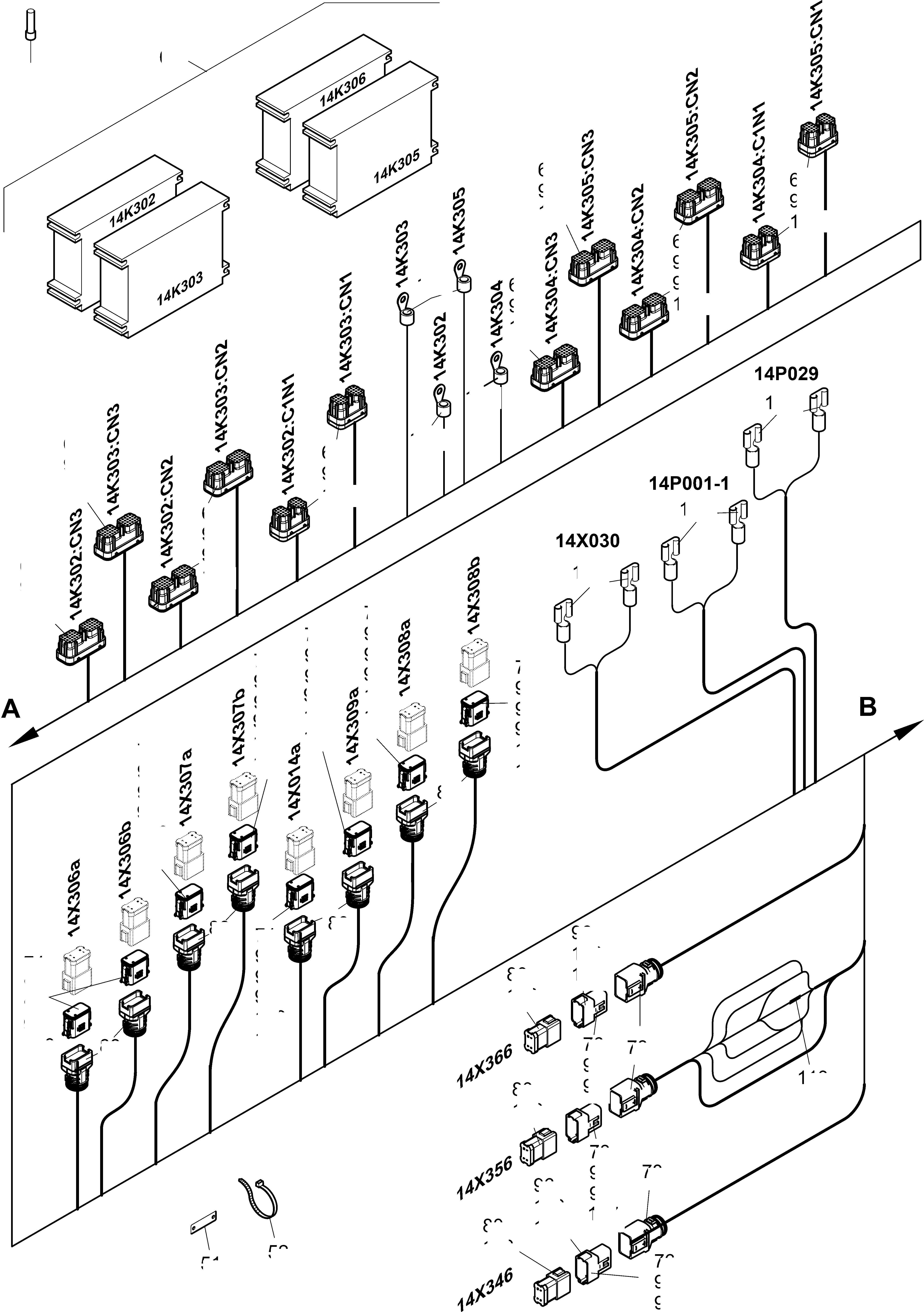 Komatsu parts book diagram for PC4000-11 S/N 08312: CONTROLLER-CAB SUPPORT-LOCATION 14