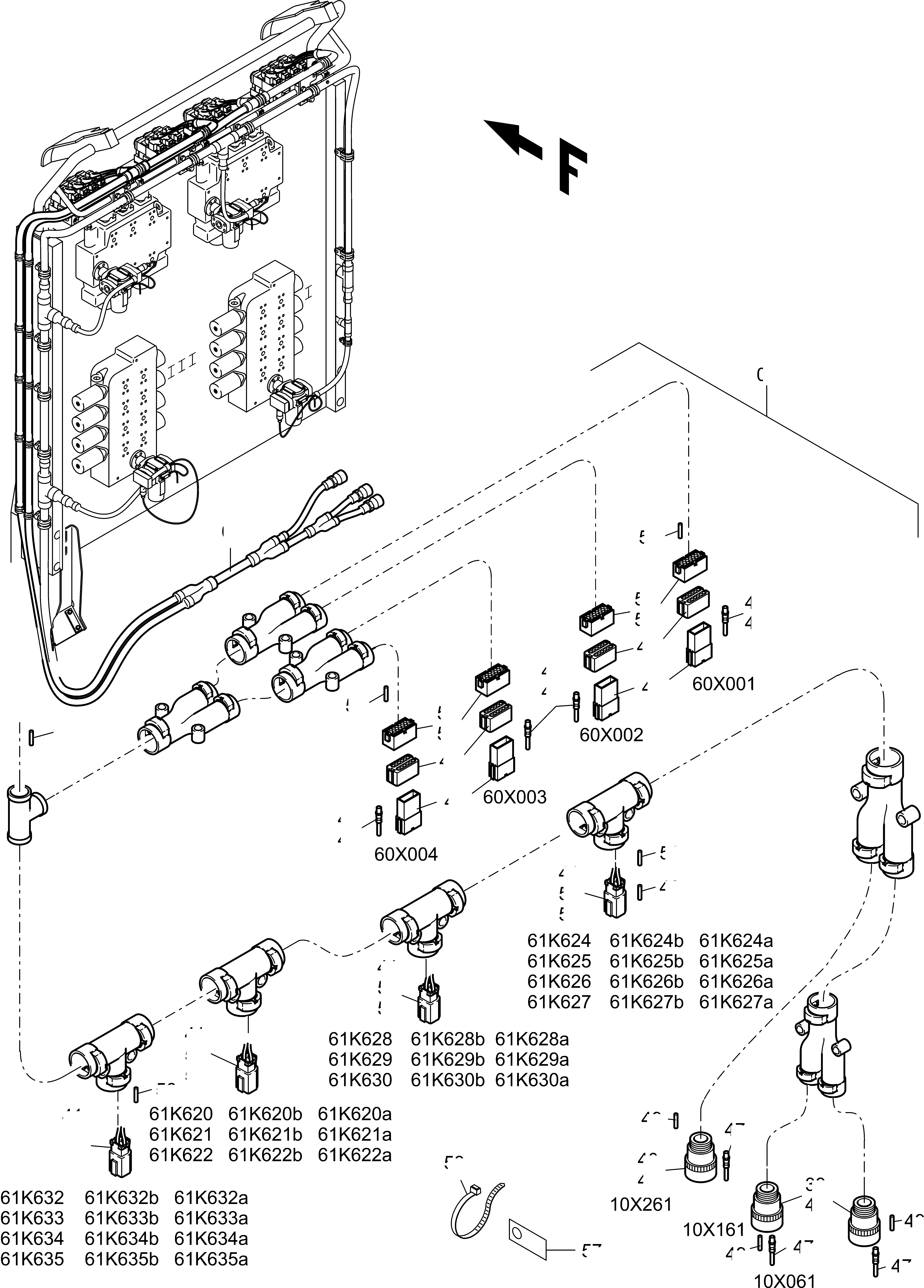 Komatsu parts book diagram for PC4000-11 S/N 08312: CABLES - CONTROL BLOCKS - H.P.-FILTER