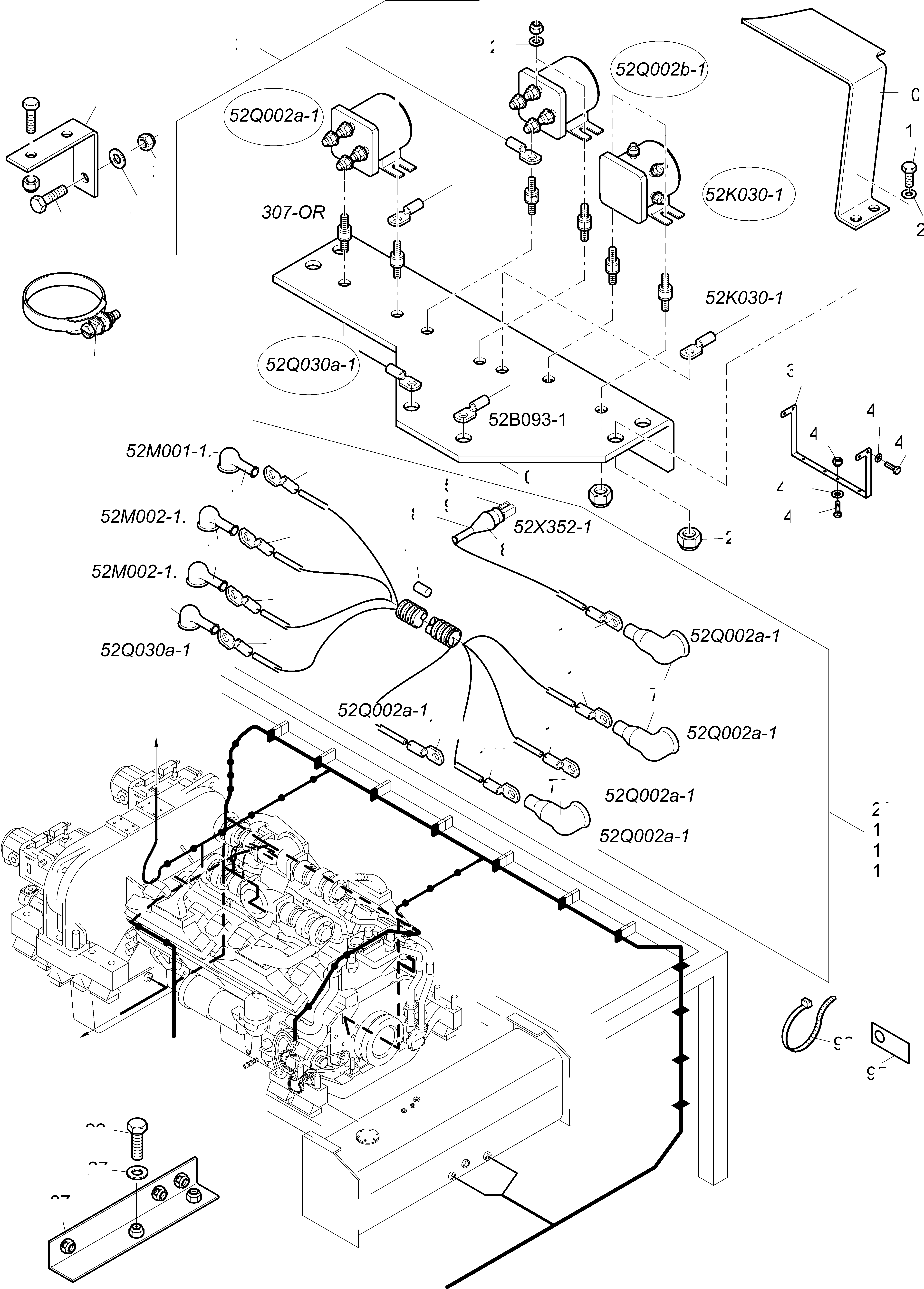 Komatsu parts book diagram for PC4000-11 S/N 08312: CABLES - ENGINE AND TRANSMITTER