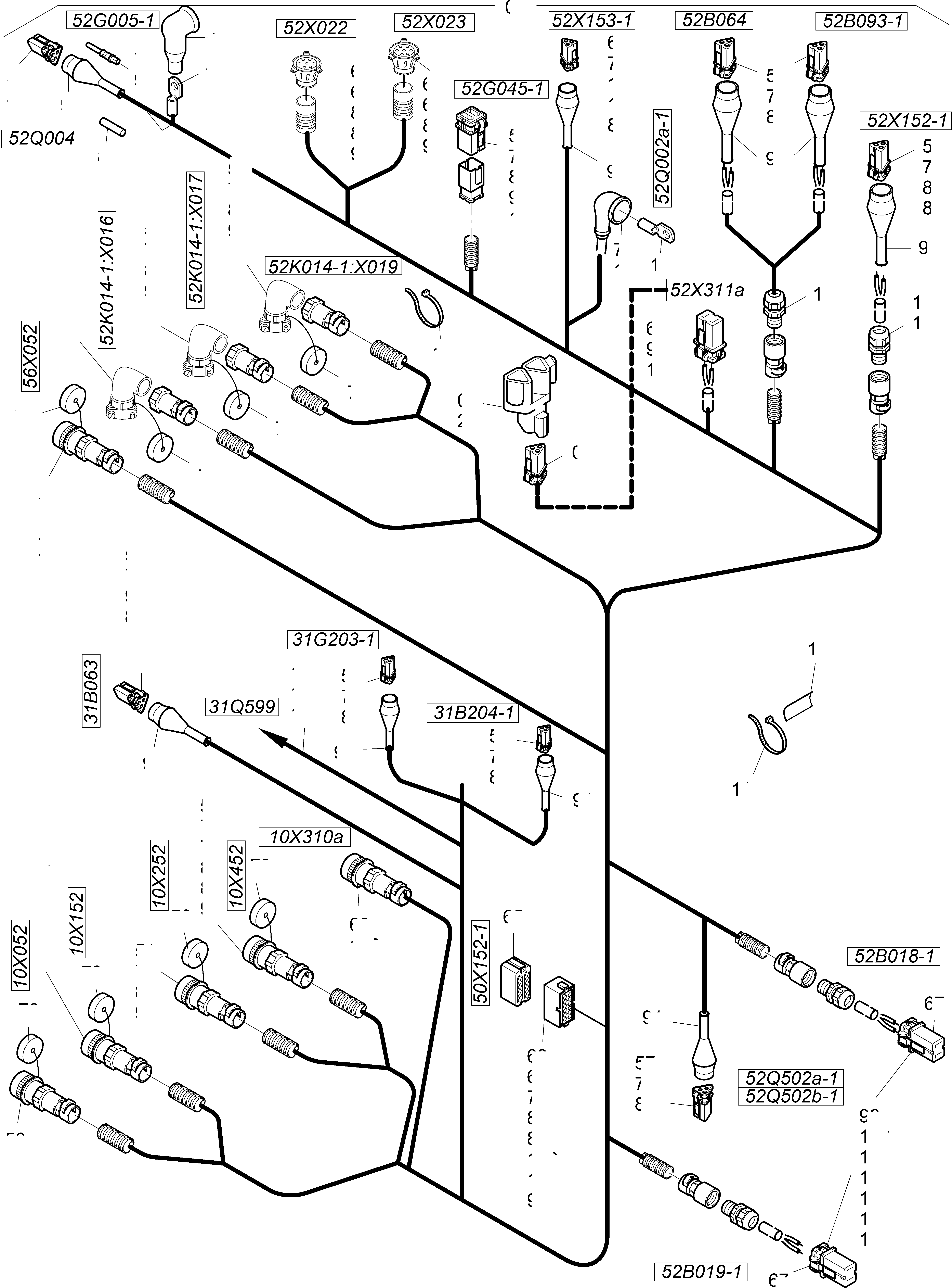 Komatsu parts book diagram for PC4000-11 S/N 08312: CABLES - ENGINE AND TRANSMITTER