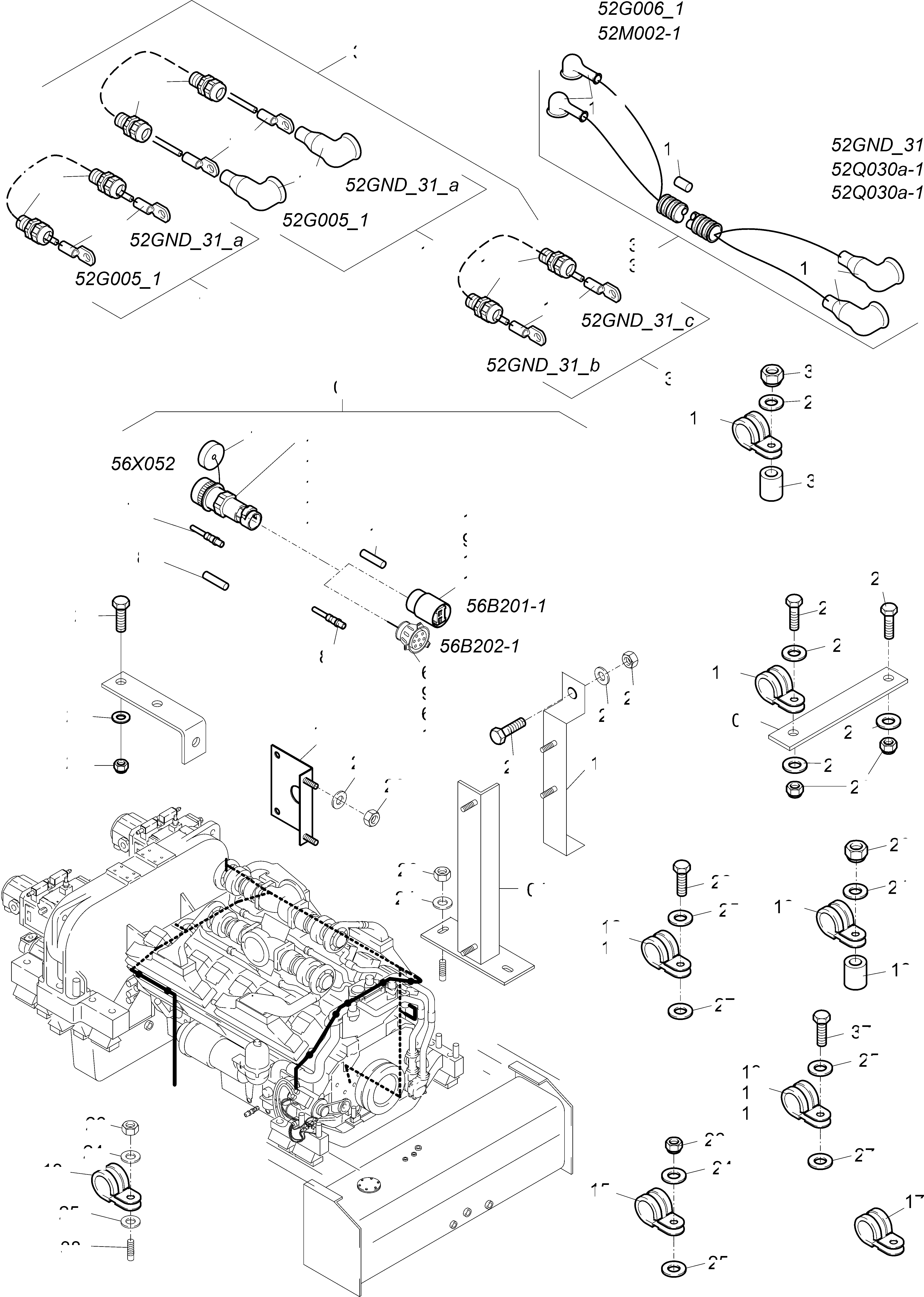 Komatsu parts book diagram for PC4000-11 S/N 08312: CABLES - ENGINE AND TRANSMITTER