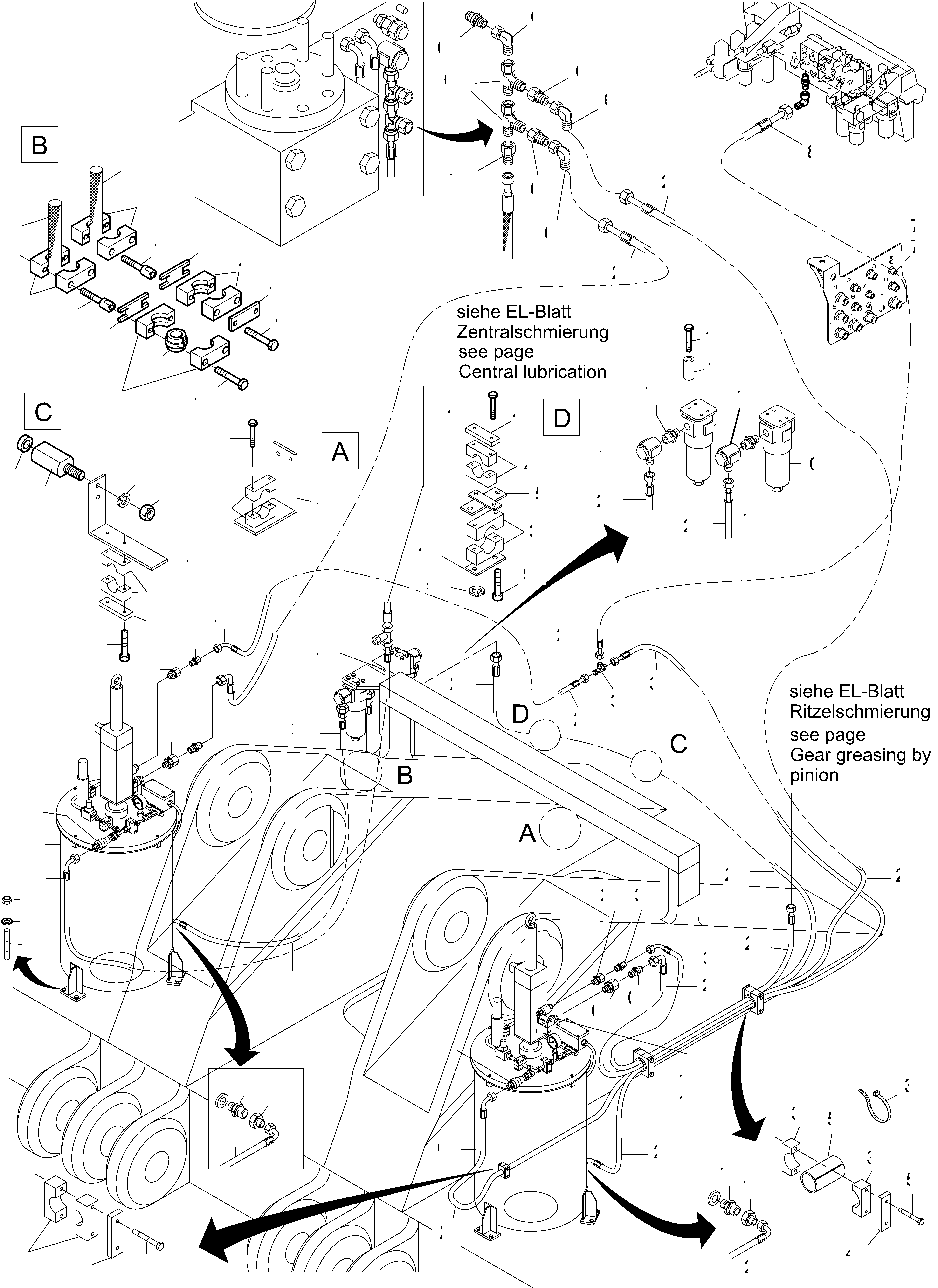 Komatsu parts book diagram for PC4000-11 S/N 08312: LUBE PUMP STATION ARRANGEMENT