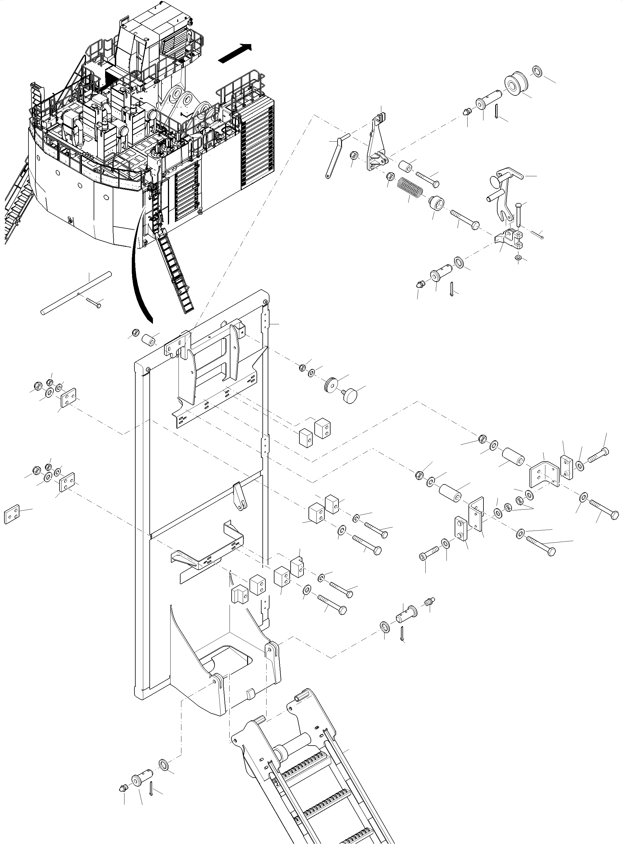 Komatsu parts book diagram for PC4000-11 S/N 08312: EMERGENCY LADDER-MACHINE COVERING