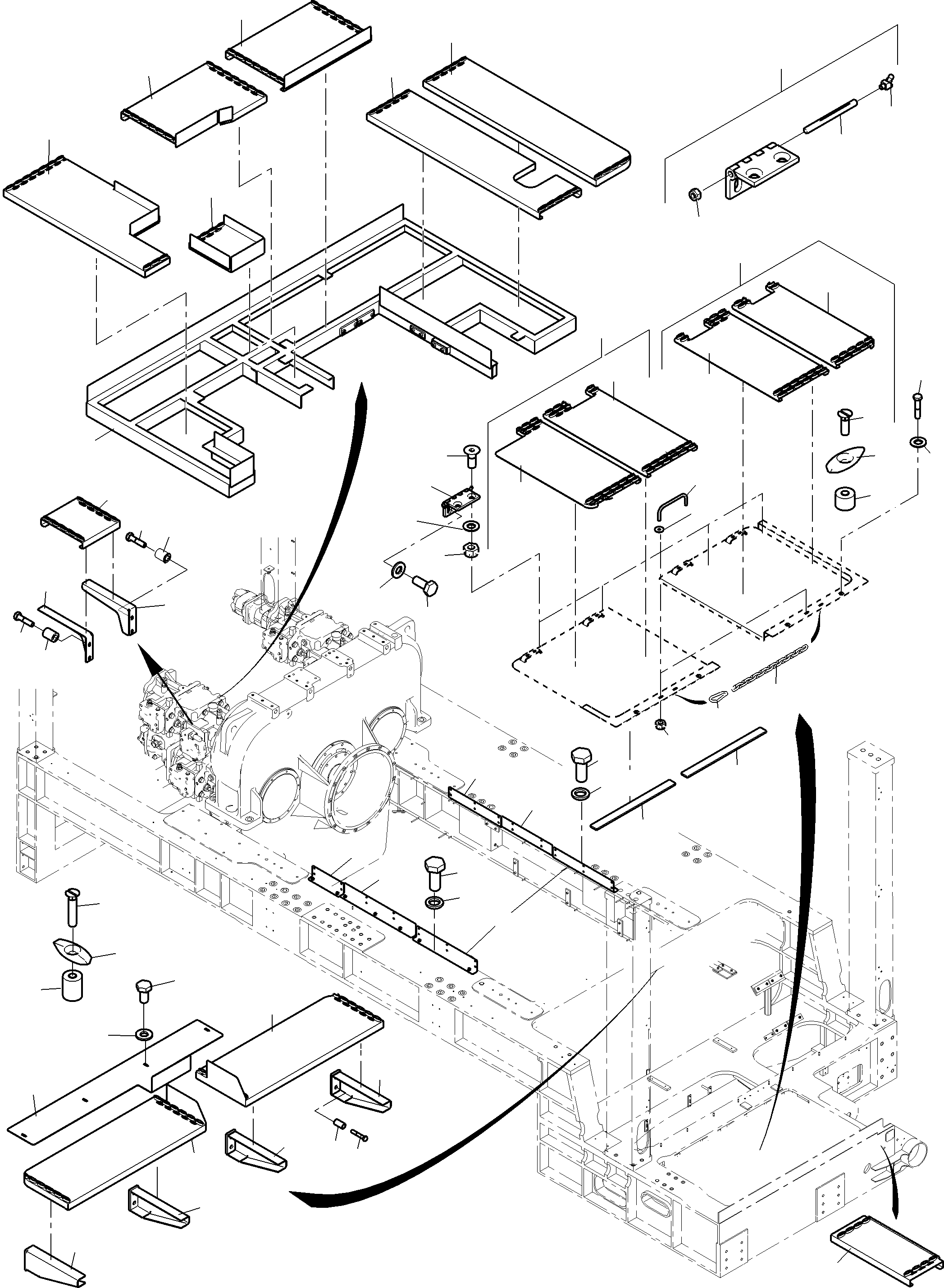 Komatsu parts book diagram for PC4000-11 S/N 08312: POWER FRAME - GRATINGS