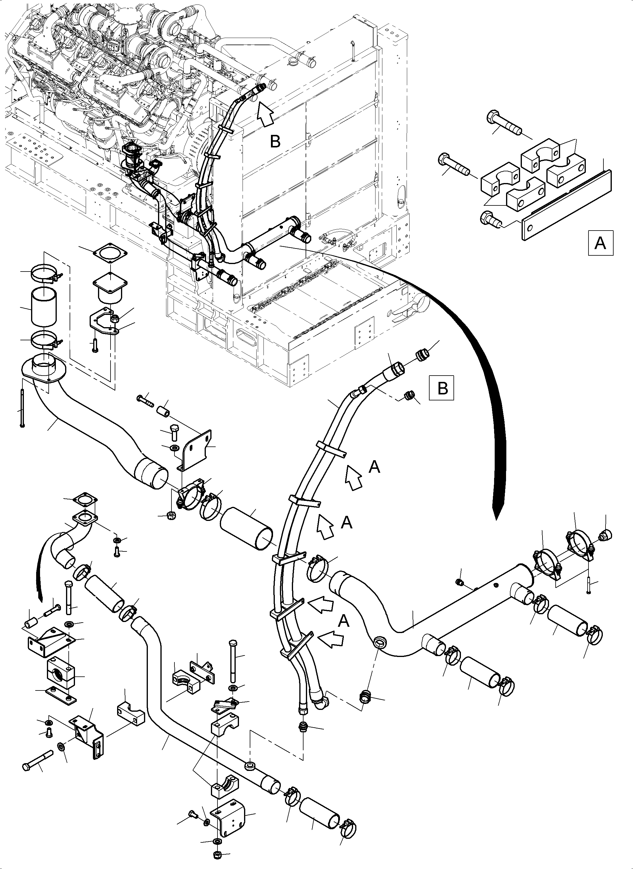 Komatsu parts book diagram for PC4000-11 S/N 08312: COOLANT WATER LINES