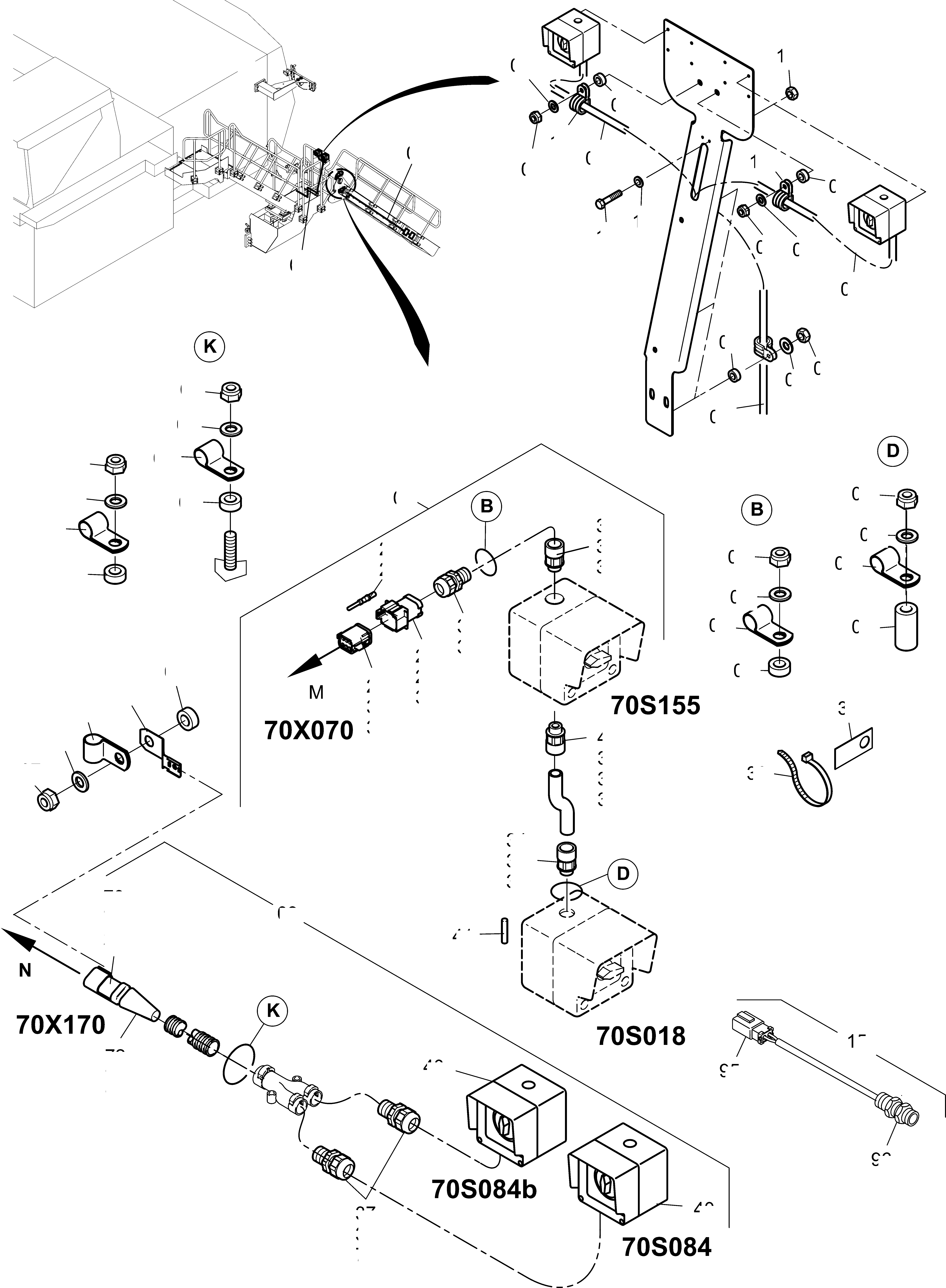 Komatsu parts book diagram for PC4000-11 S/N 08312: ELECTRIC PARTS - LADDER