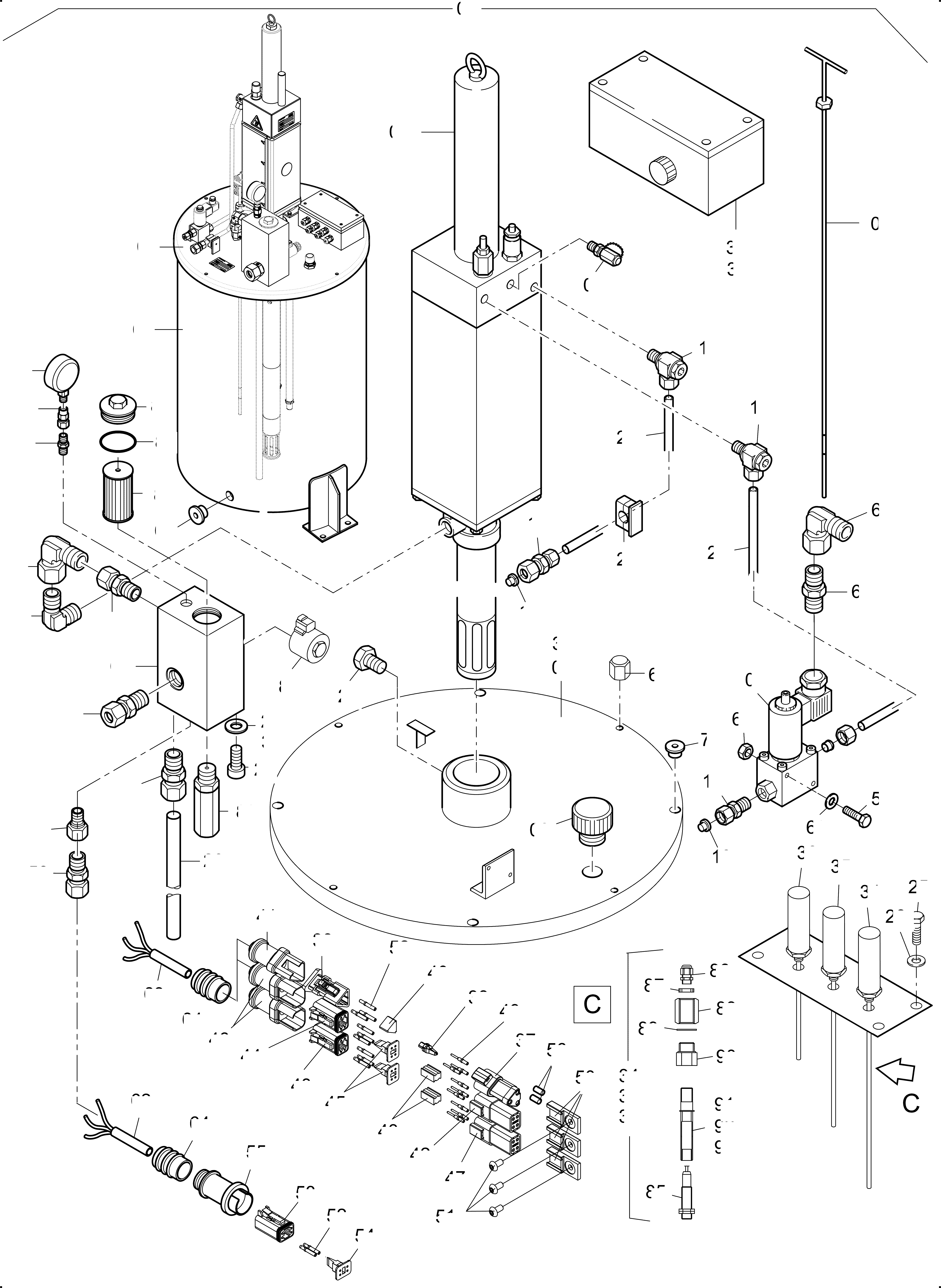 Komatsu parts book diagram for PC4000-11 S/N 08312: LUBE PUMP STATION, FILLING CONNECTION
