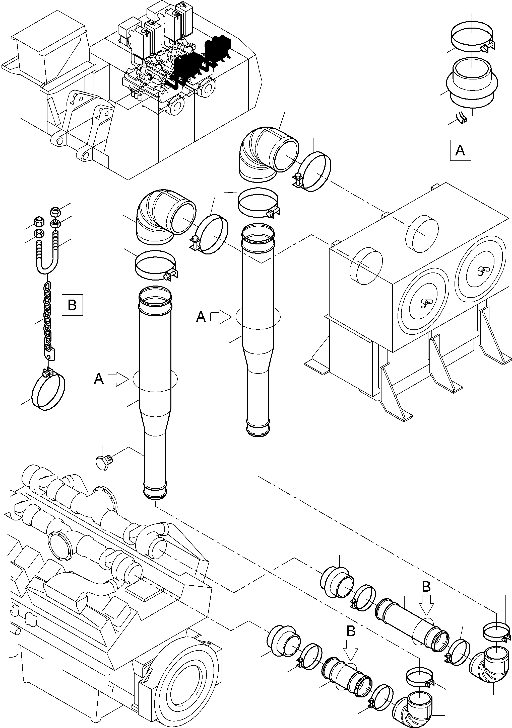 Excavators Mining Komatsu / PC8000-6 S/N 12098(g12098) / Engine air intake lines(113-1254a : 113-1254a)