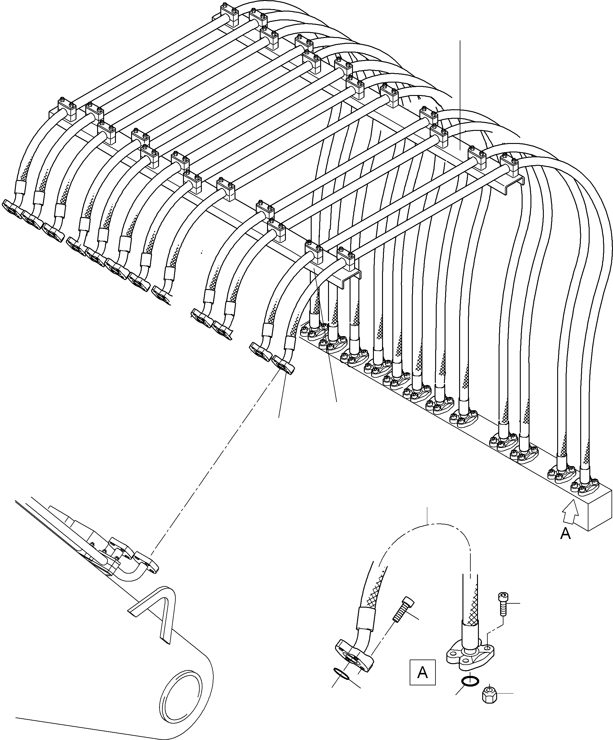 Excavators Mining Komatsu / PC8000-6 S/N 12098(g12098) / Hoses Assy., Distribution Block - Boom,BHE(113-1856d : 113-1856d)