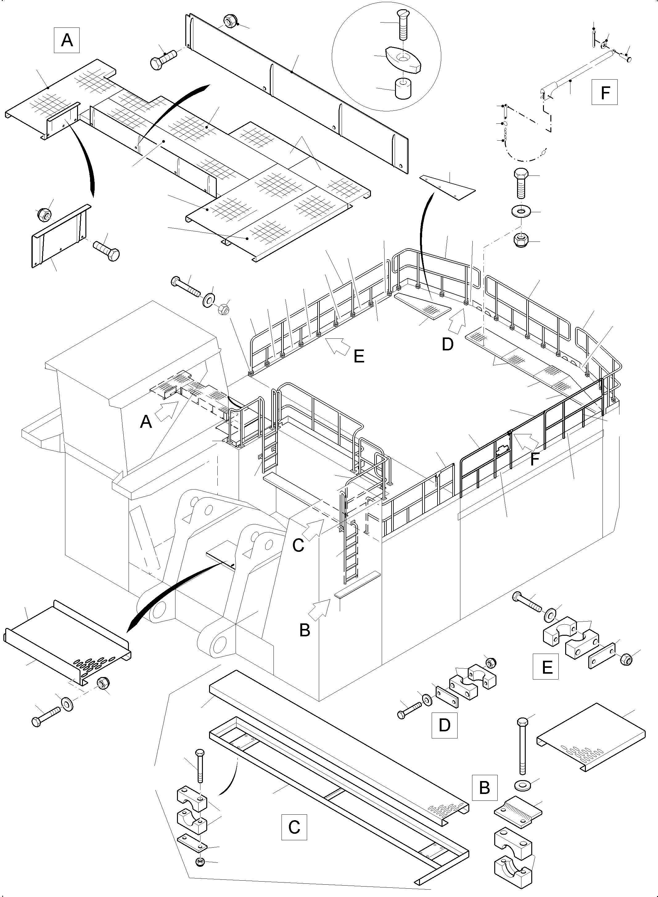 Excavators Mining Komatsu / PC8000-6 S/N 12120(g12120) / Rail and Steps(113-1023a : 113-1023a)