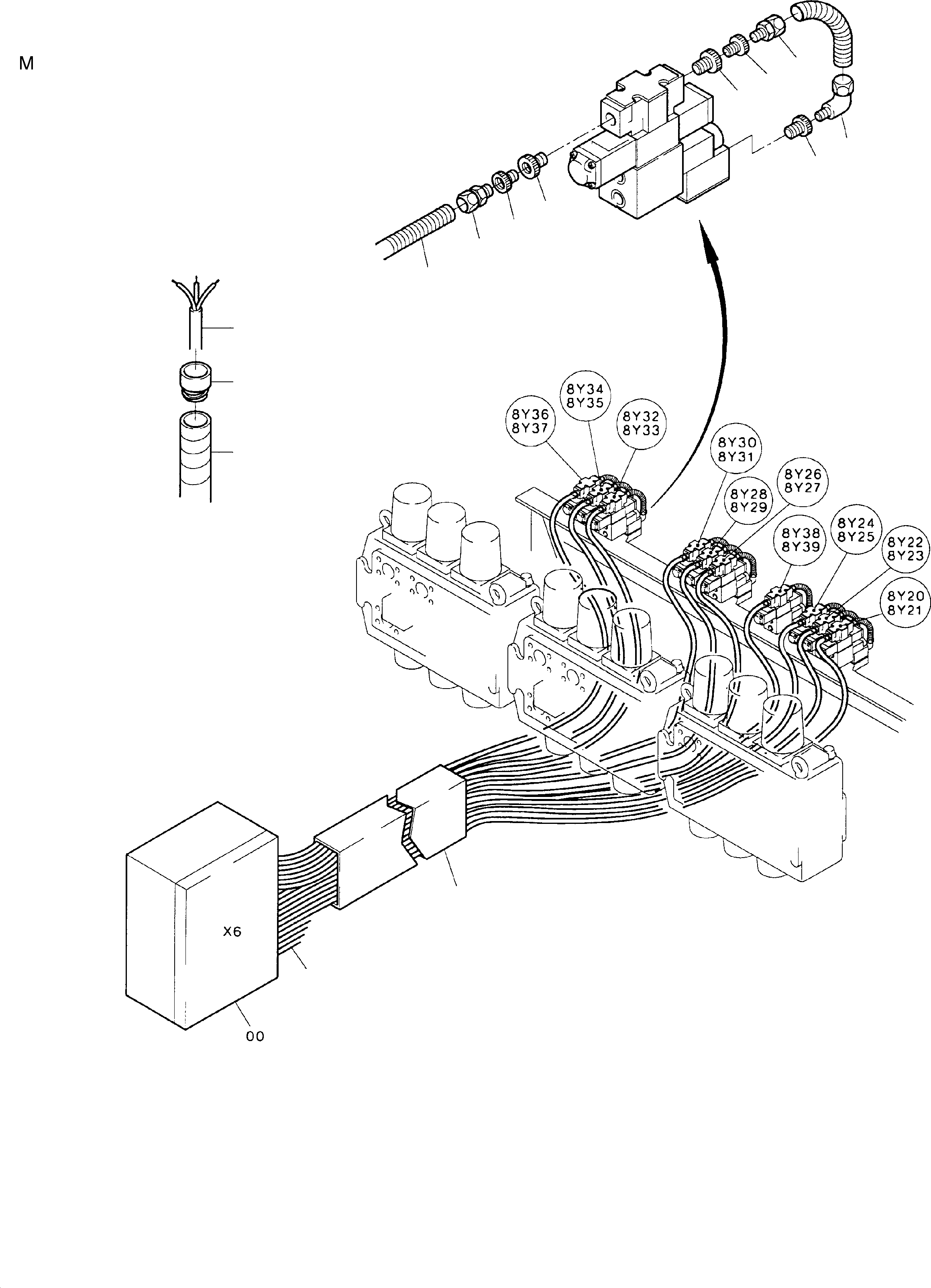 Komatsu parts book diagram for H455S S/N 15005: CABLES CONTROL BLOCKS