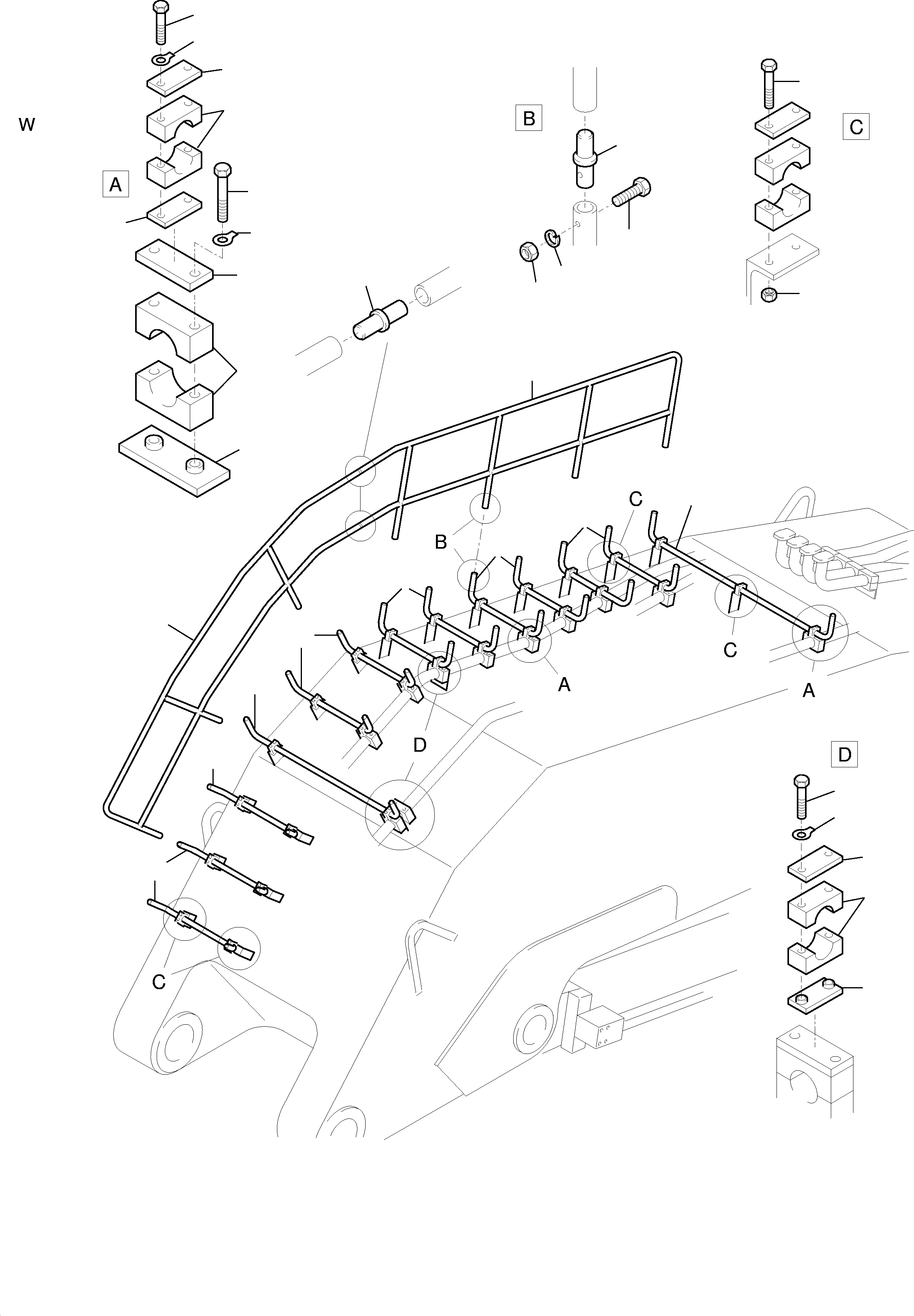 Komatsu parts book diagram for H455S S/N 15005: BOOM - CATWALK