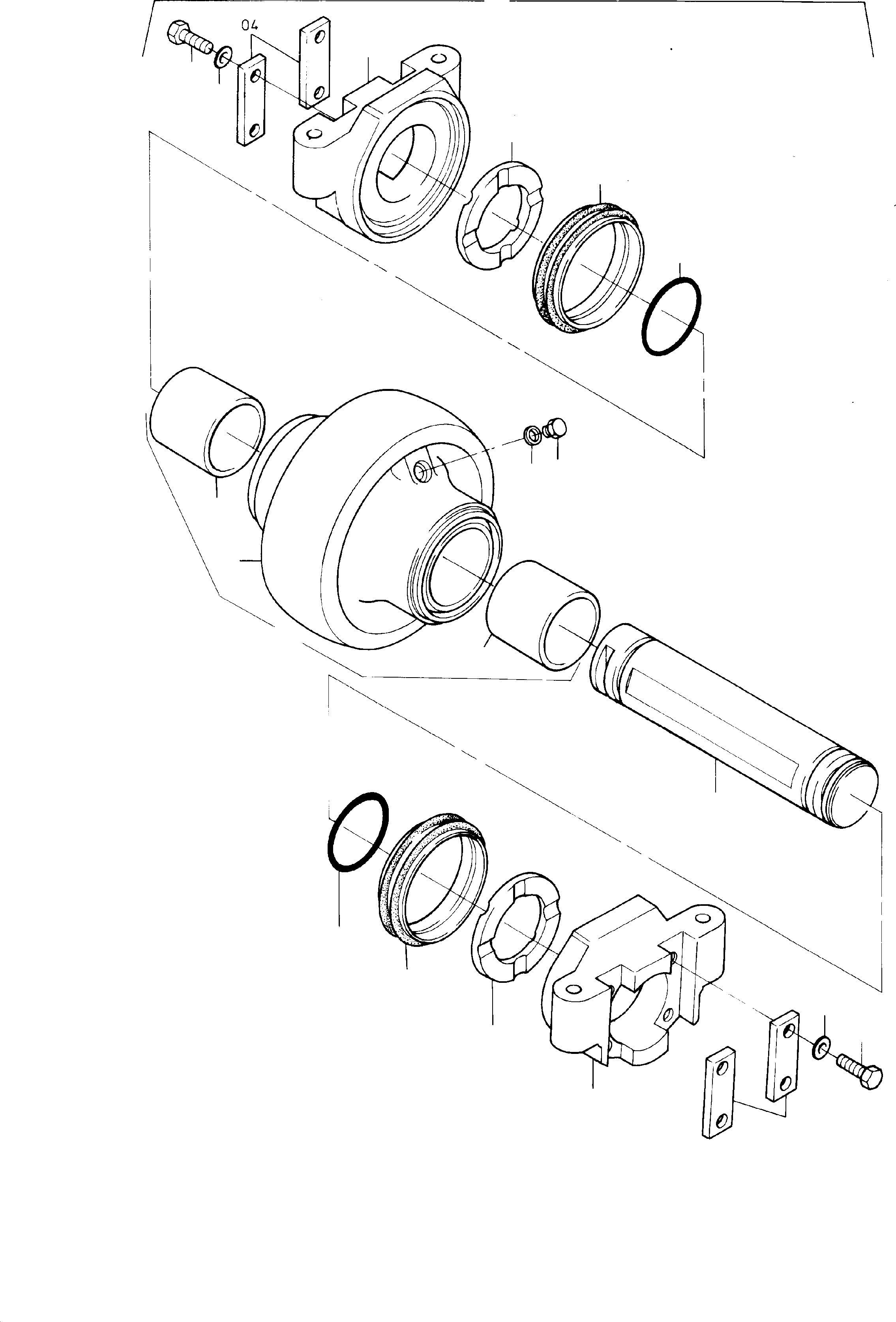 Komatsu parts book diagram for H455S S/N 15005: BOTTOM ROLLER