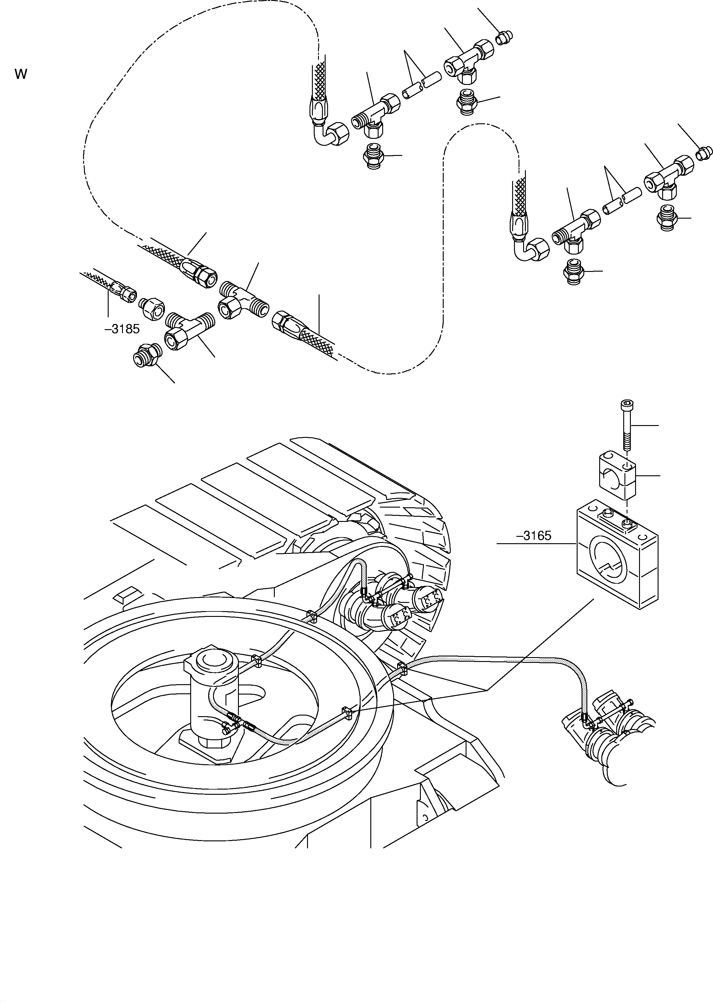 Komatsu parts book diagram for H455S S/N 15005: DRIVE MOTOR - LEAKAGELINES