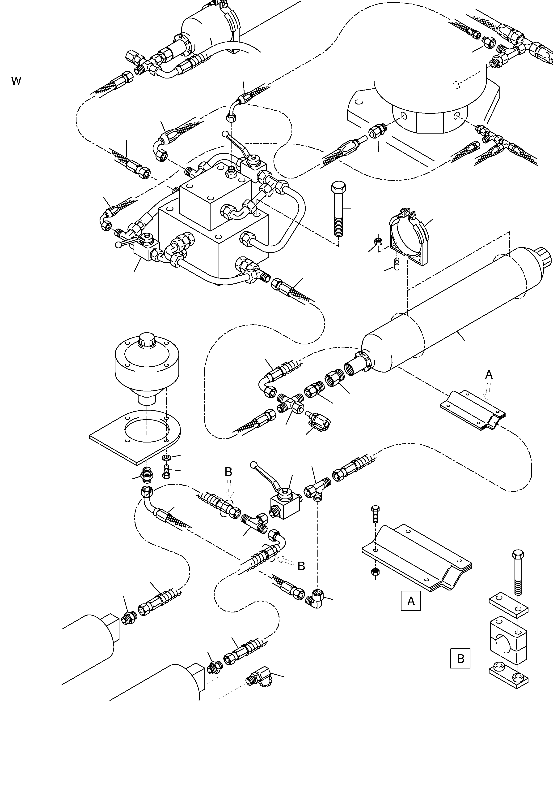 Komatsu parts book diagram for H455S S/N 15005: HYDRAULIC TRACK TENSIONING