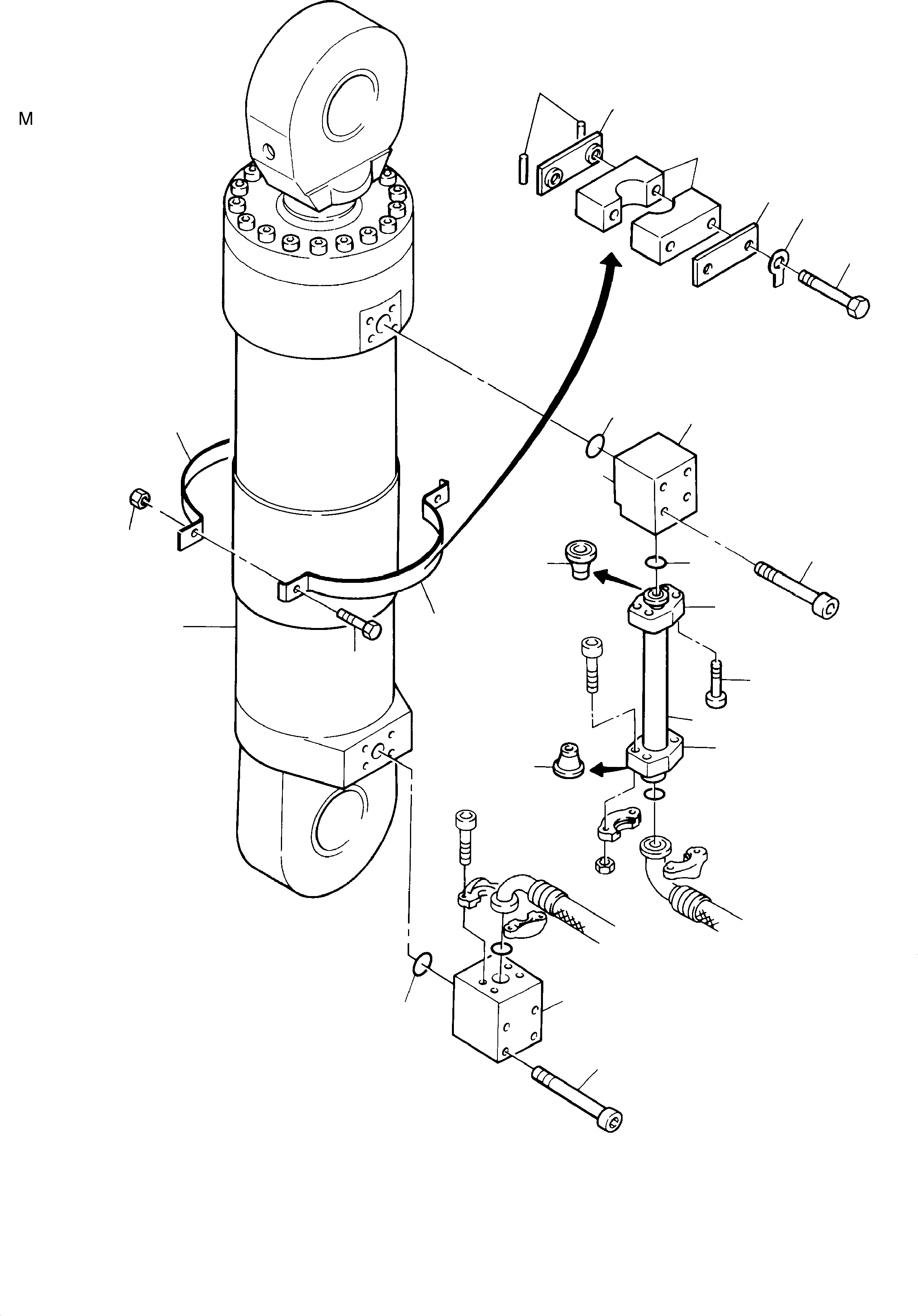 Komatsu parts book diagram for H455S S/N 15005: CLAM CYLINDER WITH PIPING