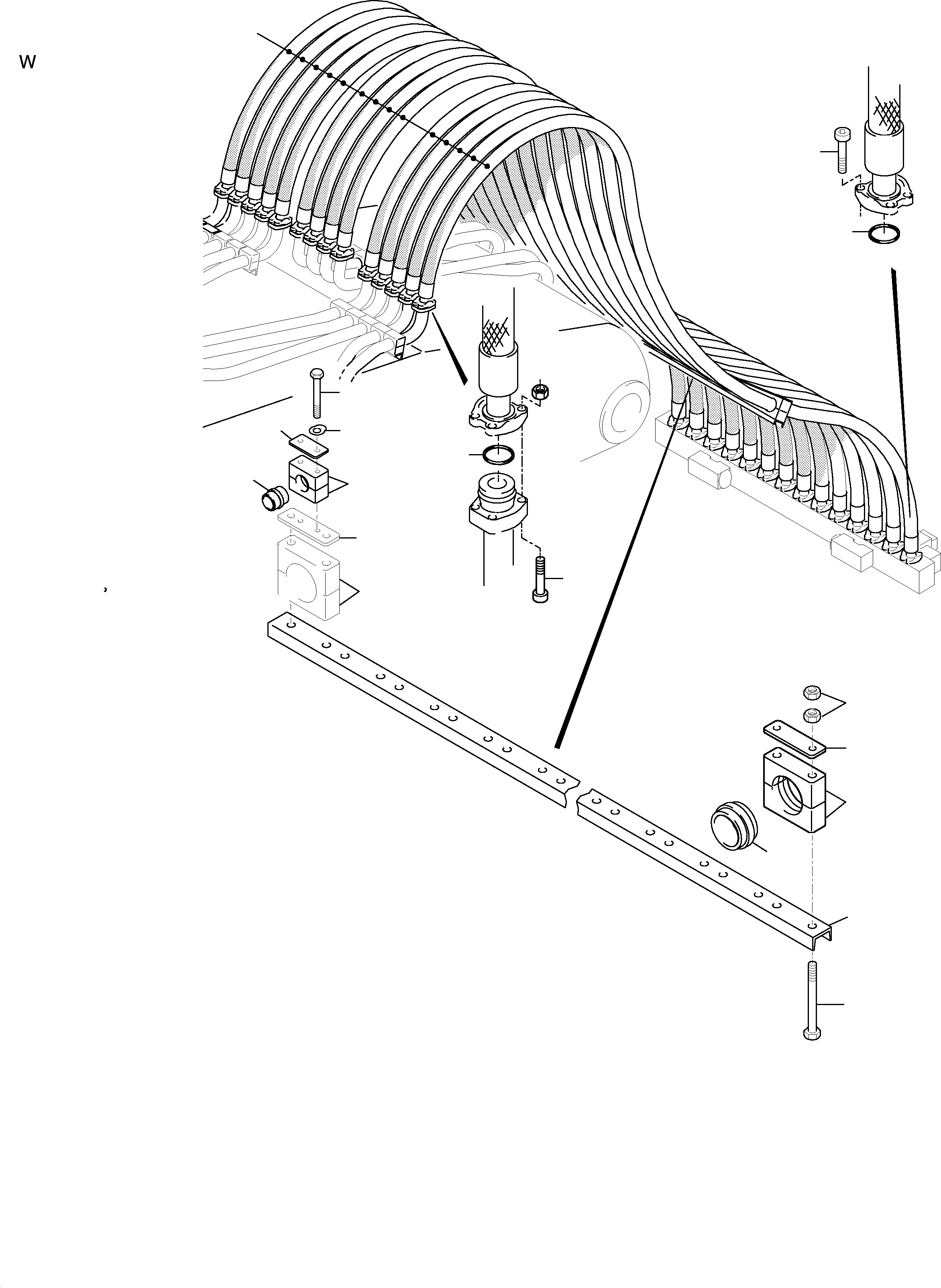Komatsu parts book diagram for H455S S/N 15005: HOSES ASSY. - MANIFOLD- BOOM