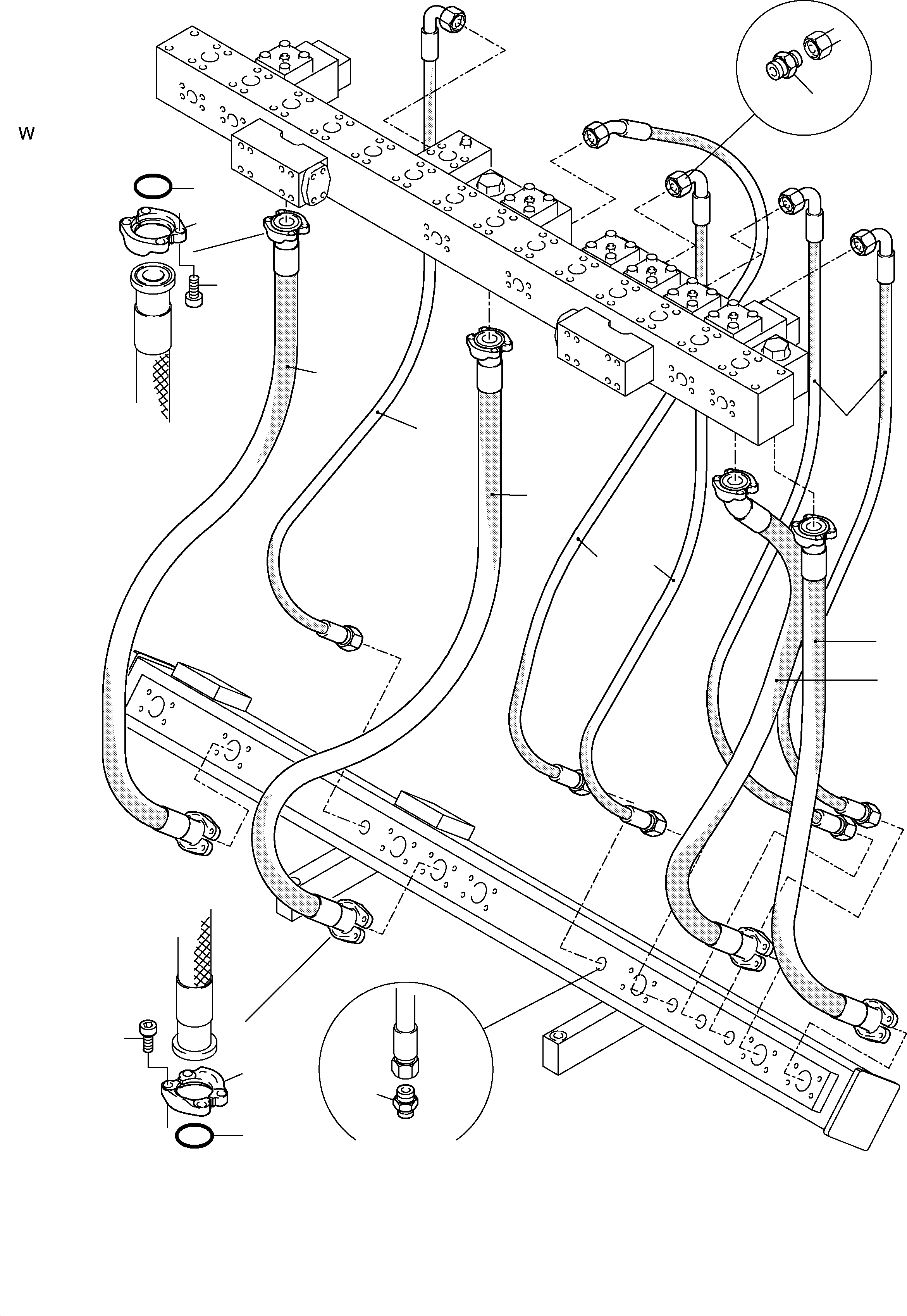 Komatsu parts book diagram for H455S S/N 15005: RETURN LINES - MANIFOLD