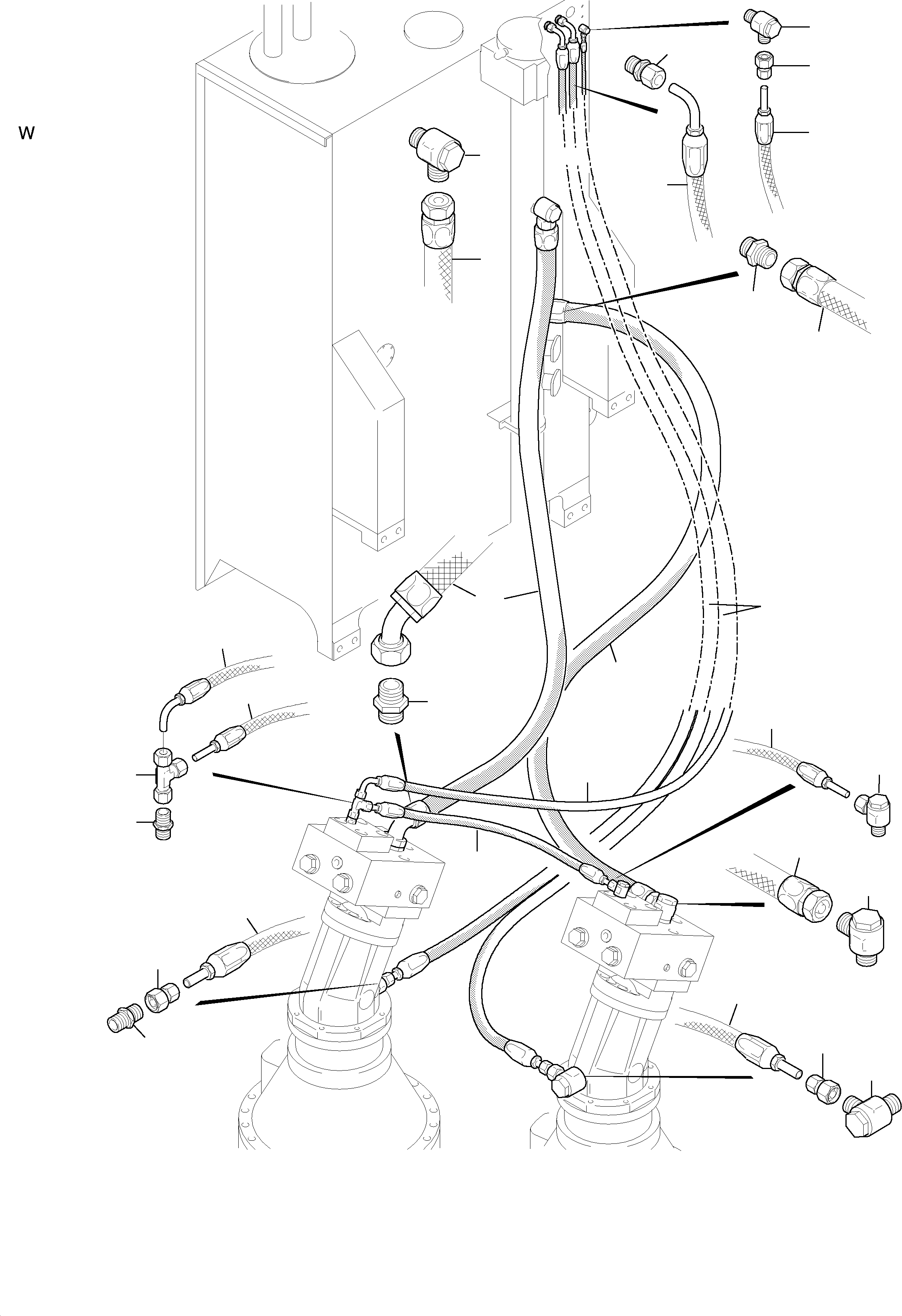 Komatsu parts book diagram for H455S S/N 15005: TANK LINES - SLEW GEAR