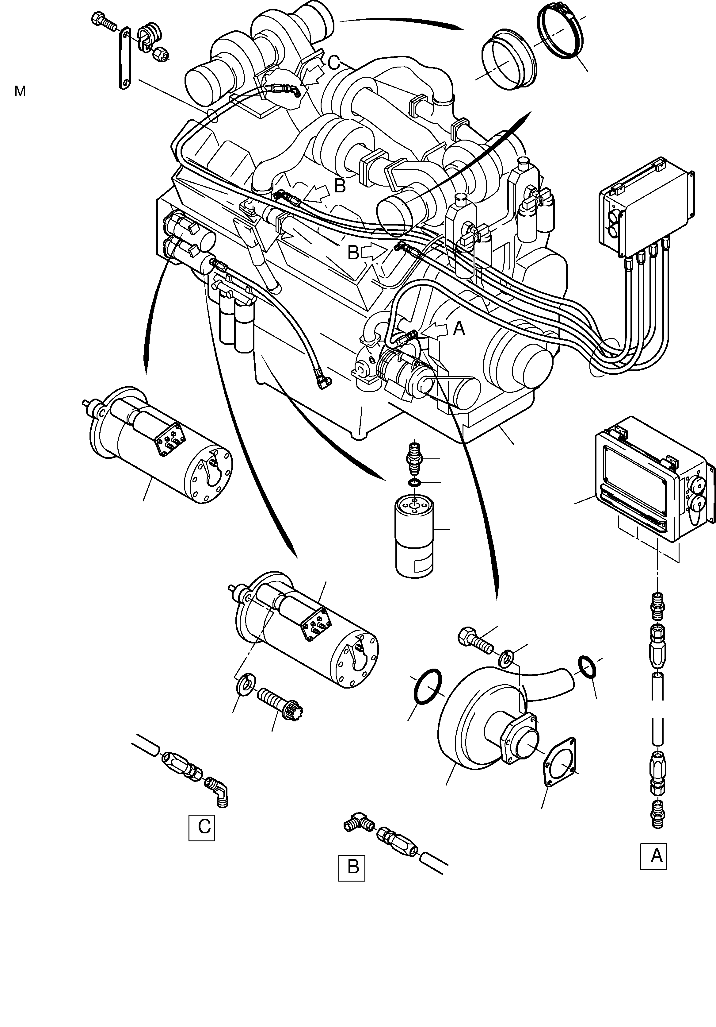 Komatsu parts book diagram for H455S S/N 15005: DIESEL ENGINE
